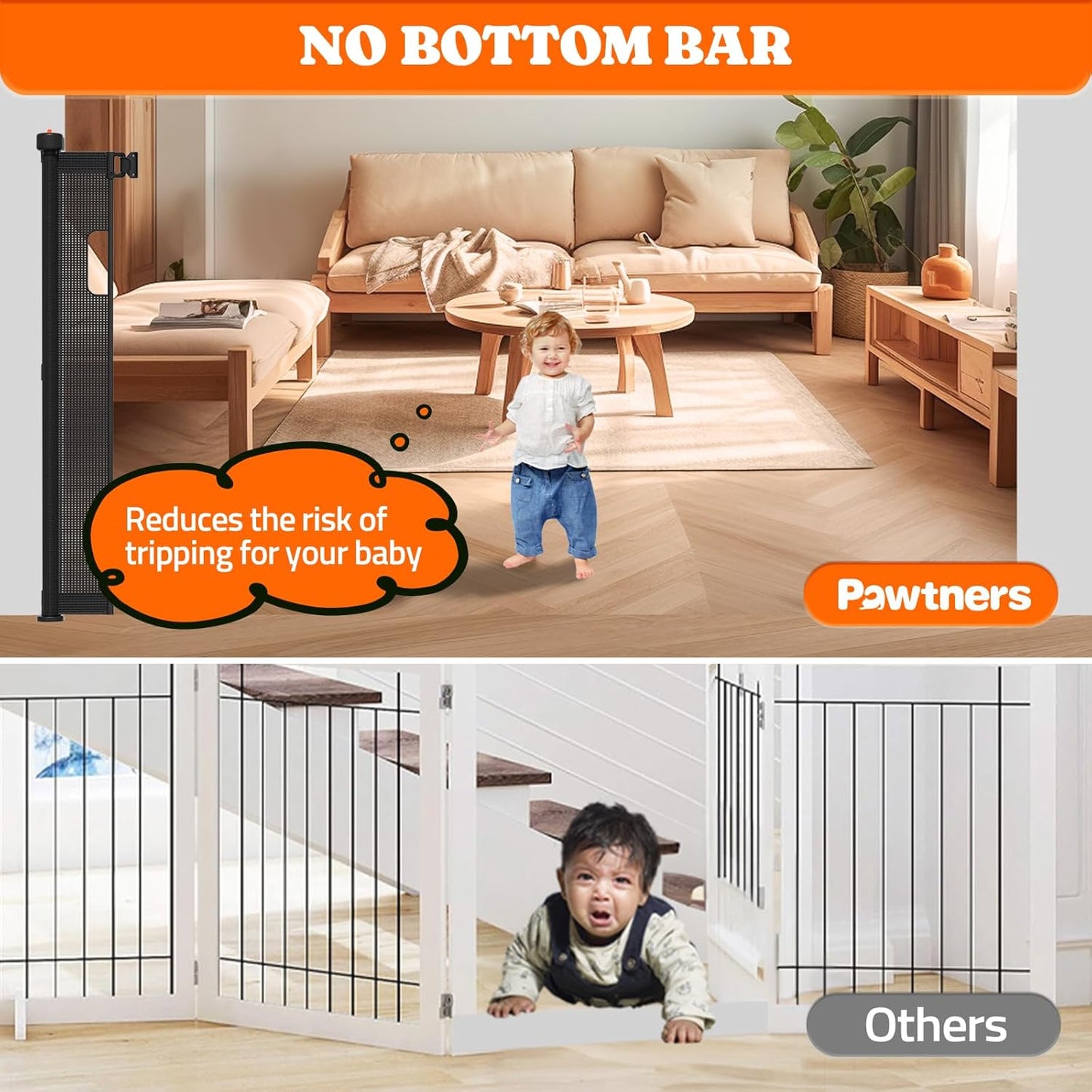 Extra Tall Retractable Baby Gates: 51" High Pet Gate, Extend up to 71" Wide, Mesh Baby Gate with Support Rods Jump-Proof Design for Cats & Large Dogs Tall Dog Cat Gate Indoor Outdoor, Black