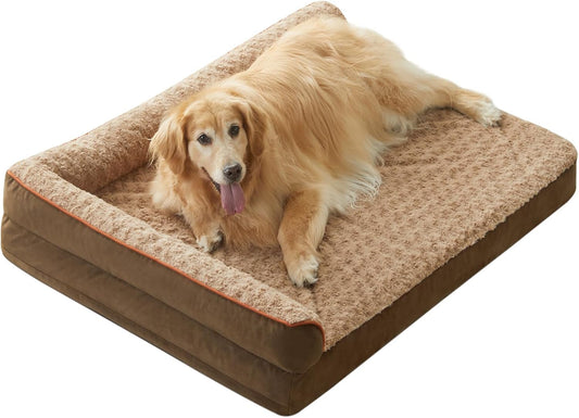 BFPETHOME Orthopedic XXL Dog Bed for Extra Large Dogs, Waterproof Sofa with Sides, Non-Slip Bottom and Egg-Crate Foam Couch Bed with Washable Removable Cover
