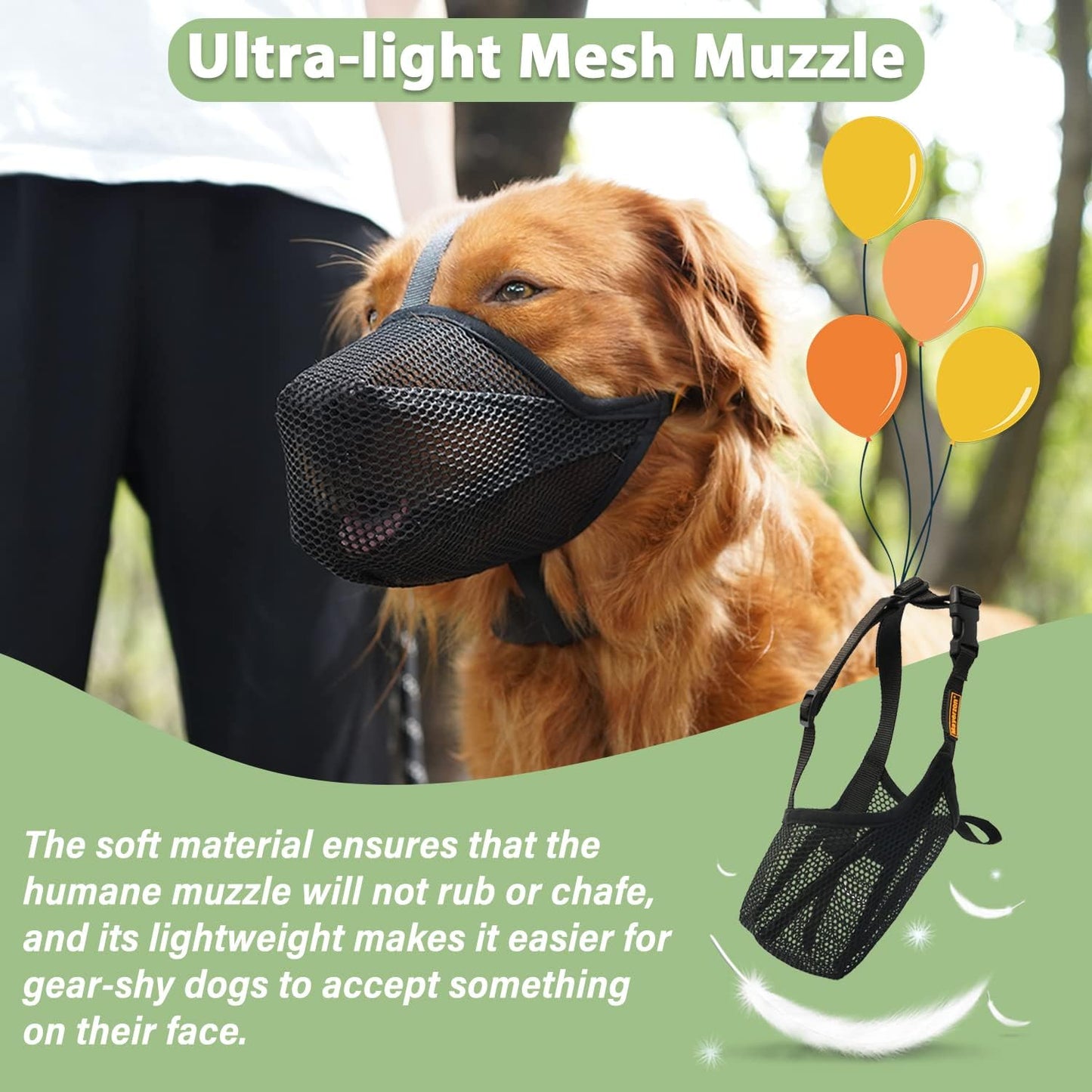 Mayerzon Dog Muzzle, Patented Soft Mesh Muzzle for Small Medium Large Dogs for Scavenging Biting Licking and Chewing, Allows to Pant and Drink (M, Black)