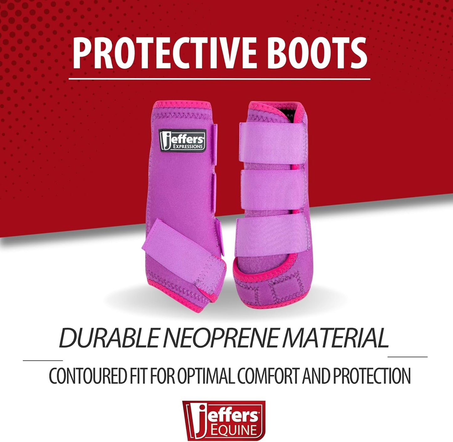Jeffers Expression Neon Horse Boots 1 Pair - Purple & Pink, Breathable Neoprene, Secure Strap Closures, Durable Premium Protection for Jump Training & Trail Riding - Front & Hind, Small Size