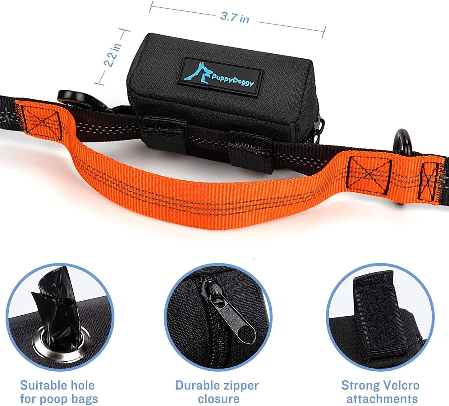 PuppyDoggy 1 Pack Poop Bag Holder for Dogs and Cats Waste Bag Dispenser Poop Bag Pouch Dispenser with 1 Roll of Free Poop Bags for Dog Leash Accessory Bicycle