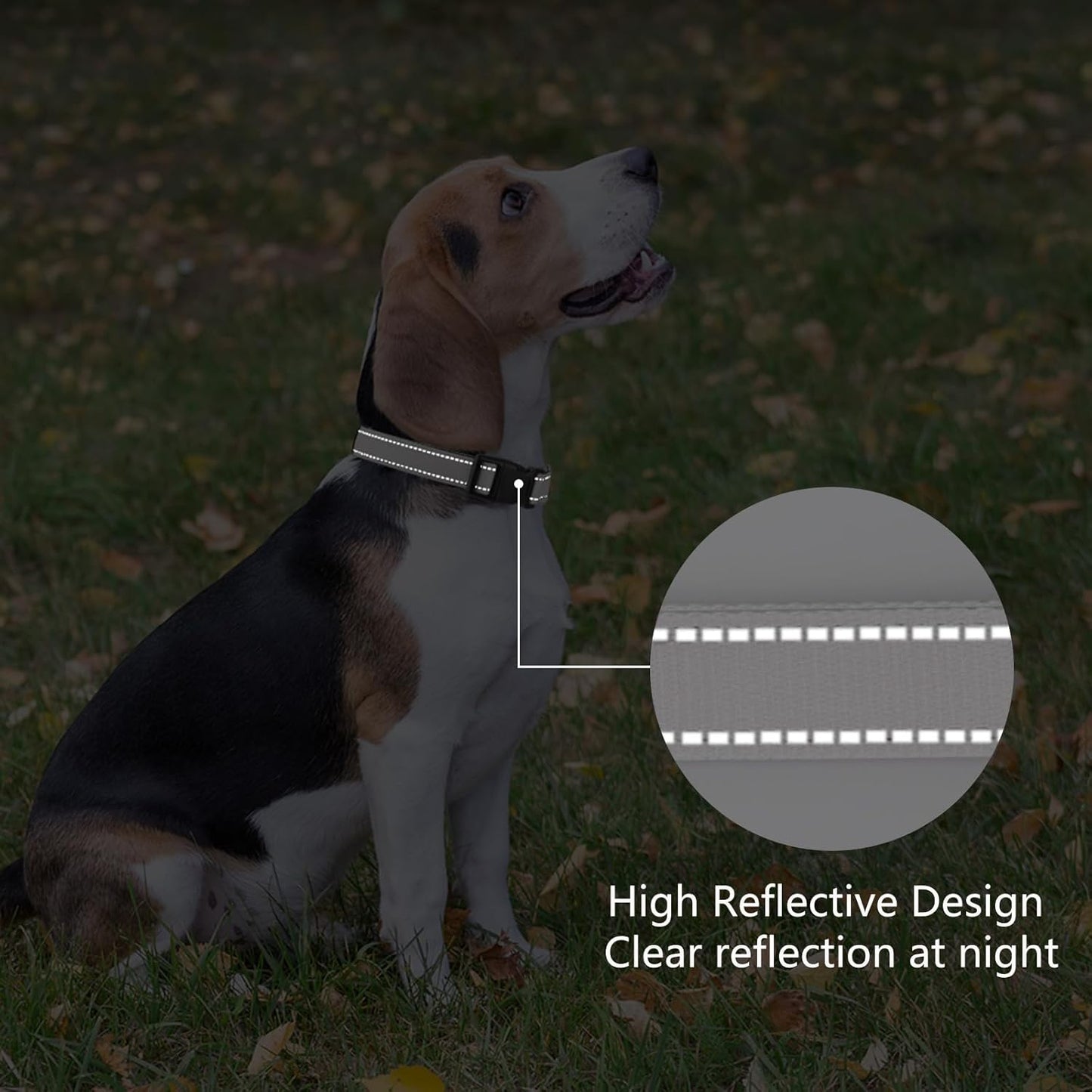 Reflective Dog Collar Padded with Soft Neoprene Breathable Quick Release Basic Dog Collars for Small Dogs Girl Boy Silver