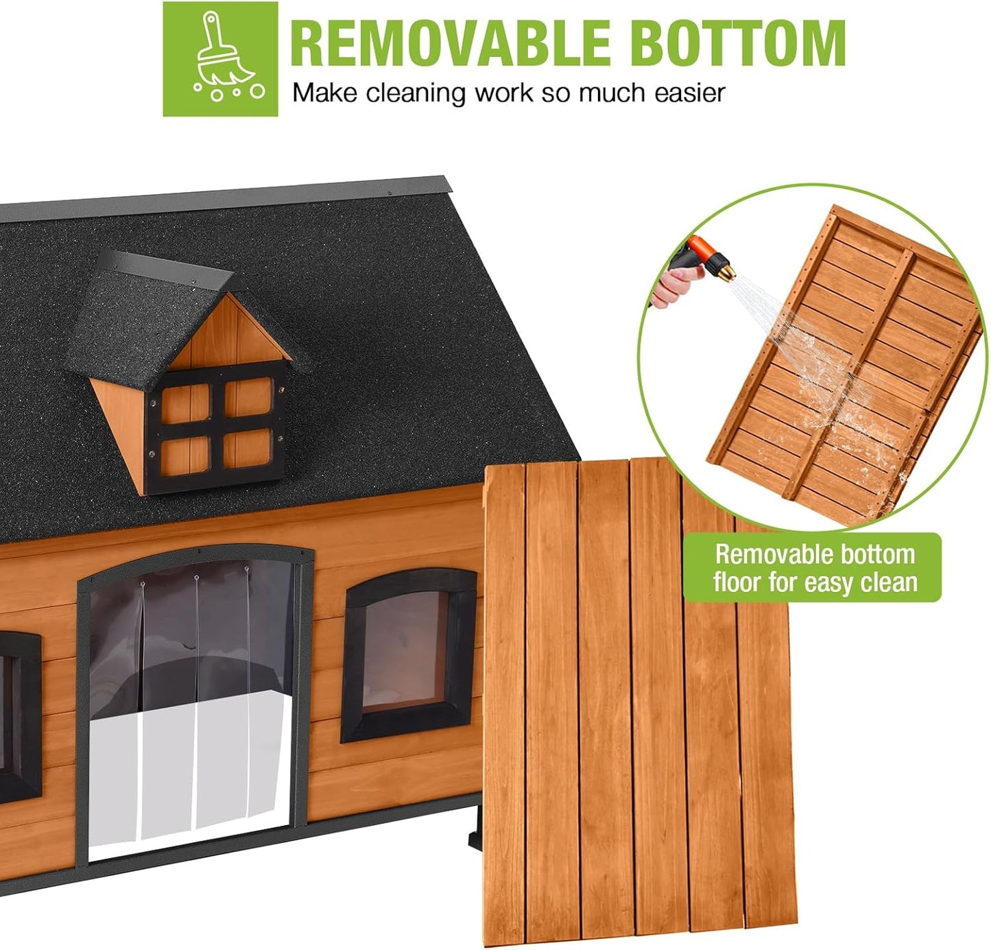 GUTINNEEN Dog House Outdoor with Strong Metal Frame Dog Kennel for Small Medium Large Dogs Puppy Cage for Winter Weatherproof