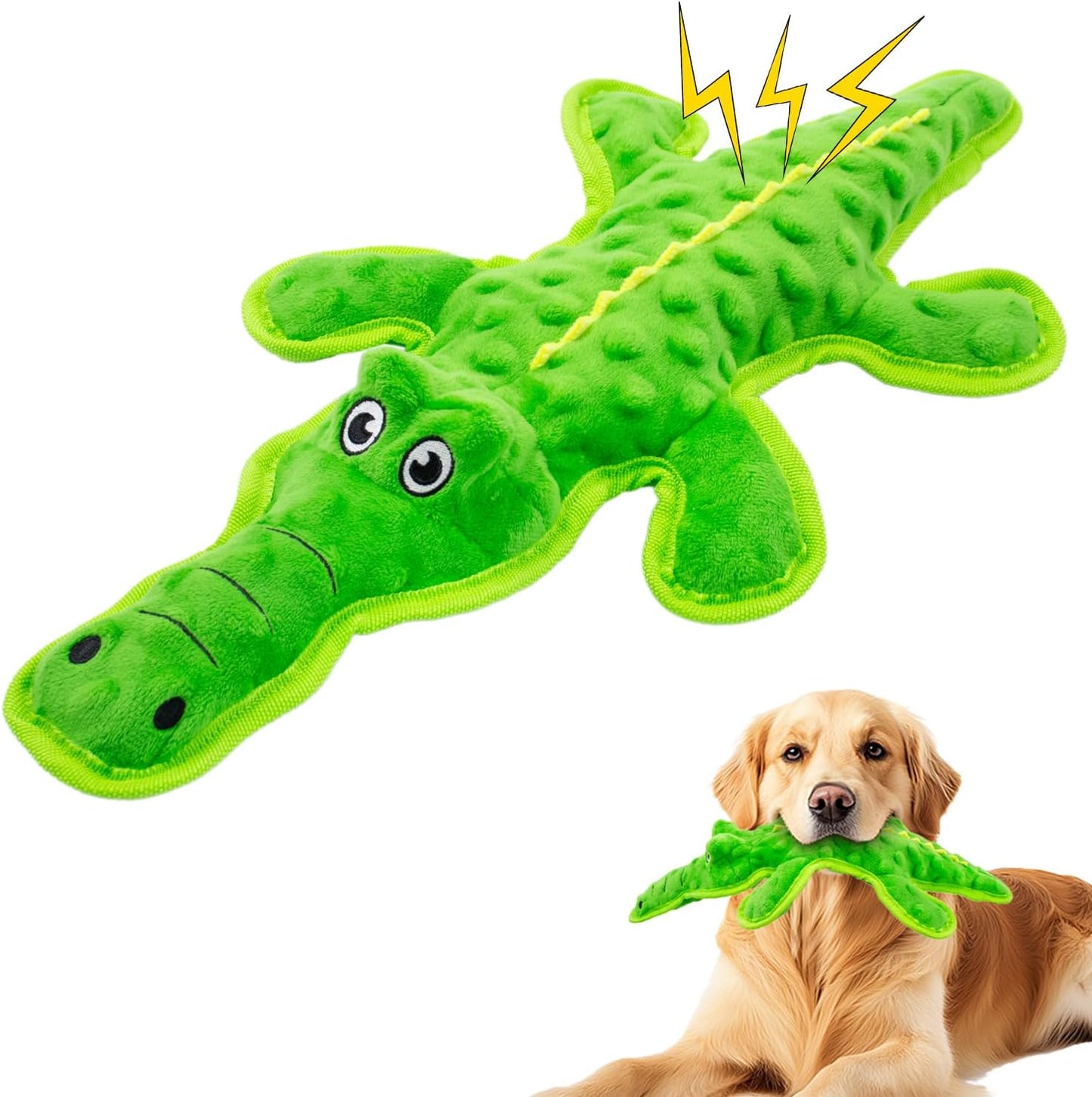 No Stuffing Dog Squeak Toys- Chew Toys for Small Medium Large Breed- Durable Puppy Teething Interactive to Keep Them Busy- Best Birthday Gift(Crocodile)