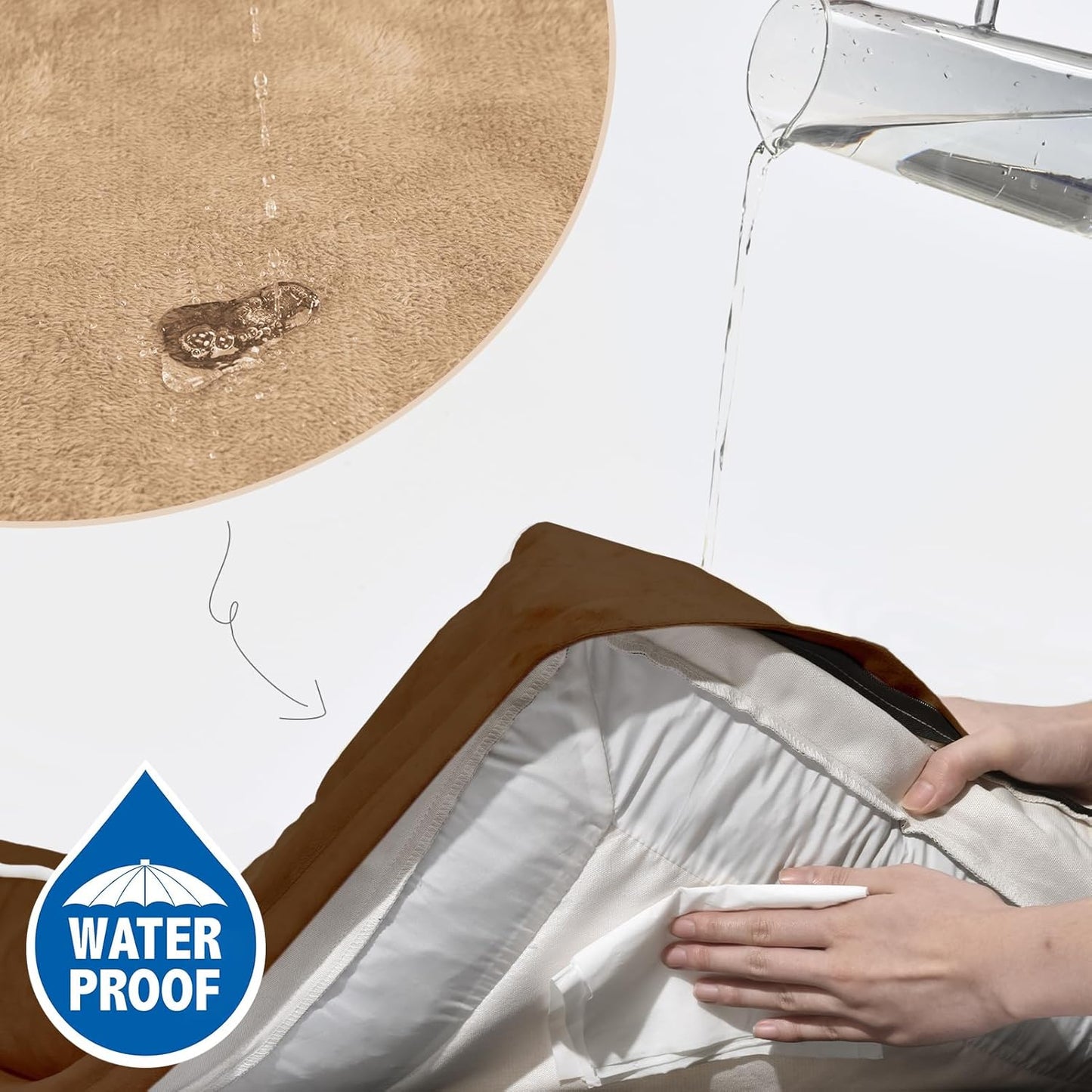 Comfort Expression Dog Bed for Extra Large Dogs, Orthopedic Memory Foam Dogs Beds, XL Dog Bed with Removable Cover, Waterproof Pet Beds Large with Bolster(X-Large,Khaki Brown)