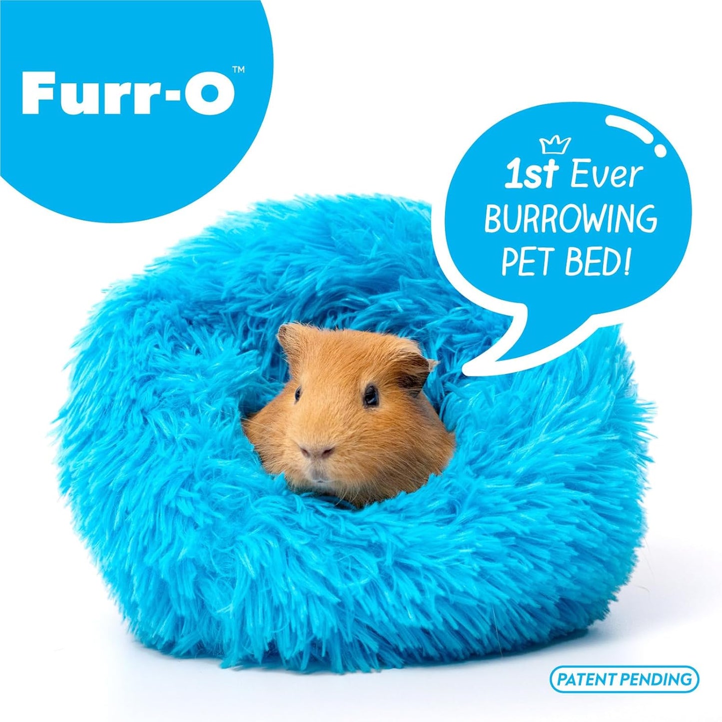 Paw Inspired Furr-O Burrowing Pet Bed with Zip-On Spandex and Fleece Bottoms for Guinea Pigs and Other Small Animals, Cozy Carrier, Hideout Enrichment Toy, Cage Accessories (Blue)