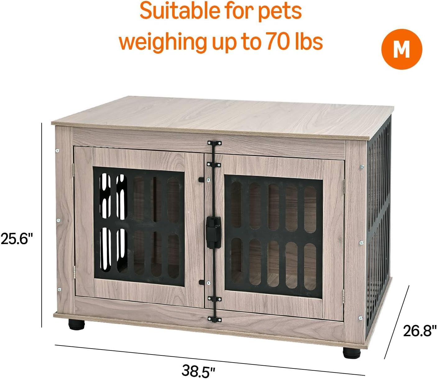 Amazon Basics Heavy Duty Dog Crate Furniture for Small to Medium Dogs, Wooden Decorative Dog Kennel Cage Indoor with Safety Lock, 38.5" L x 26.8" W x 25.6" H