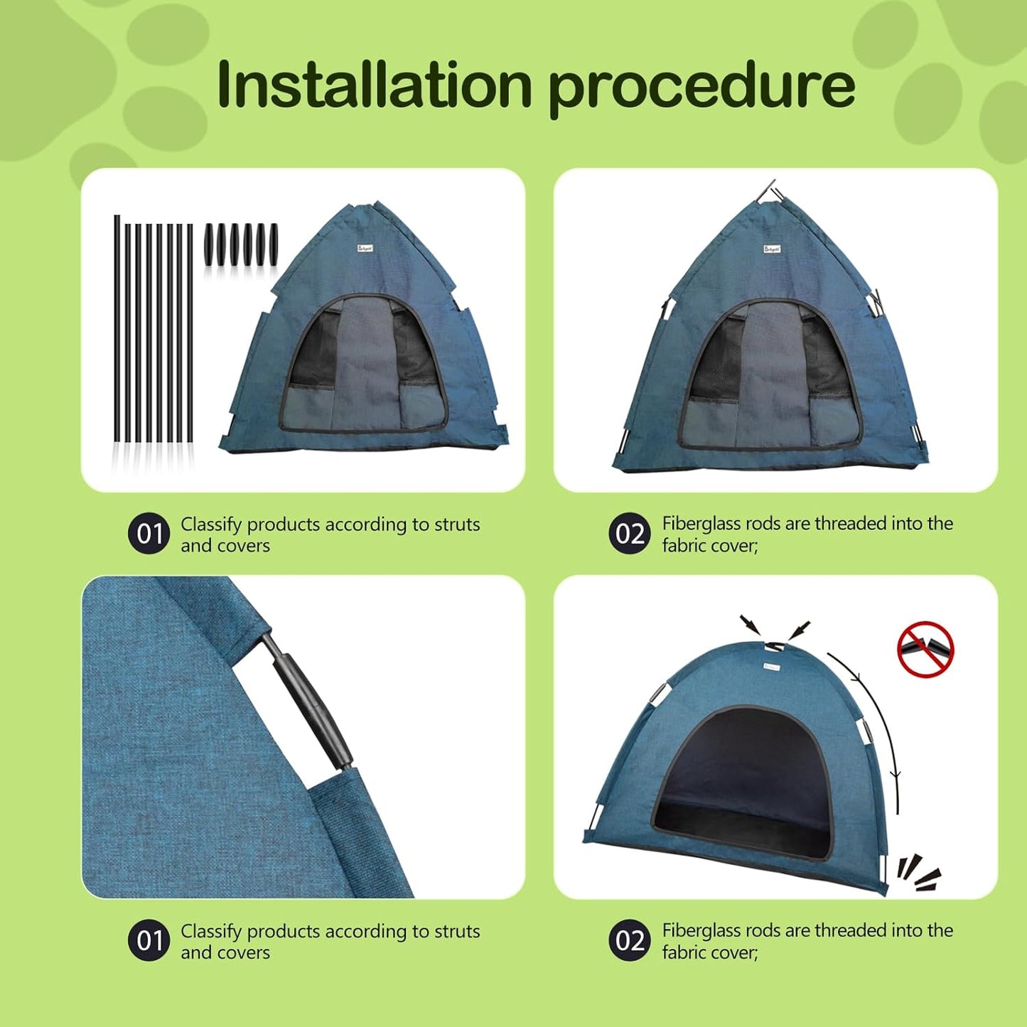 Navy Blue Large Outdoor Cat & Dog Tent - Waterproof, Washable, Indoor/Outdoor, Cave Nest Bed