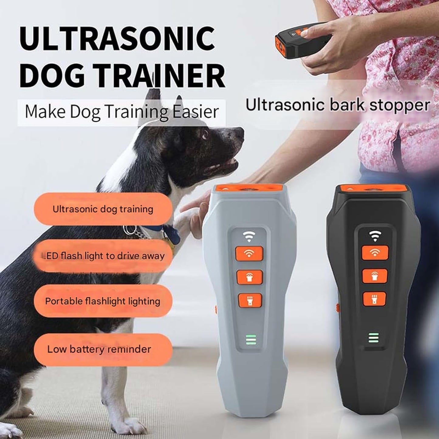 No Bark Ultra, Nobark Ultra Dog Bark Deterrent Device - Long Range Ultrasonic Anti Barking Device for Indoor & Outdoor, Stop Puppy from Crying at Night, Rechargeable Bark Shield for Dogs (Black*3)