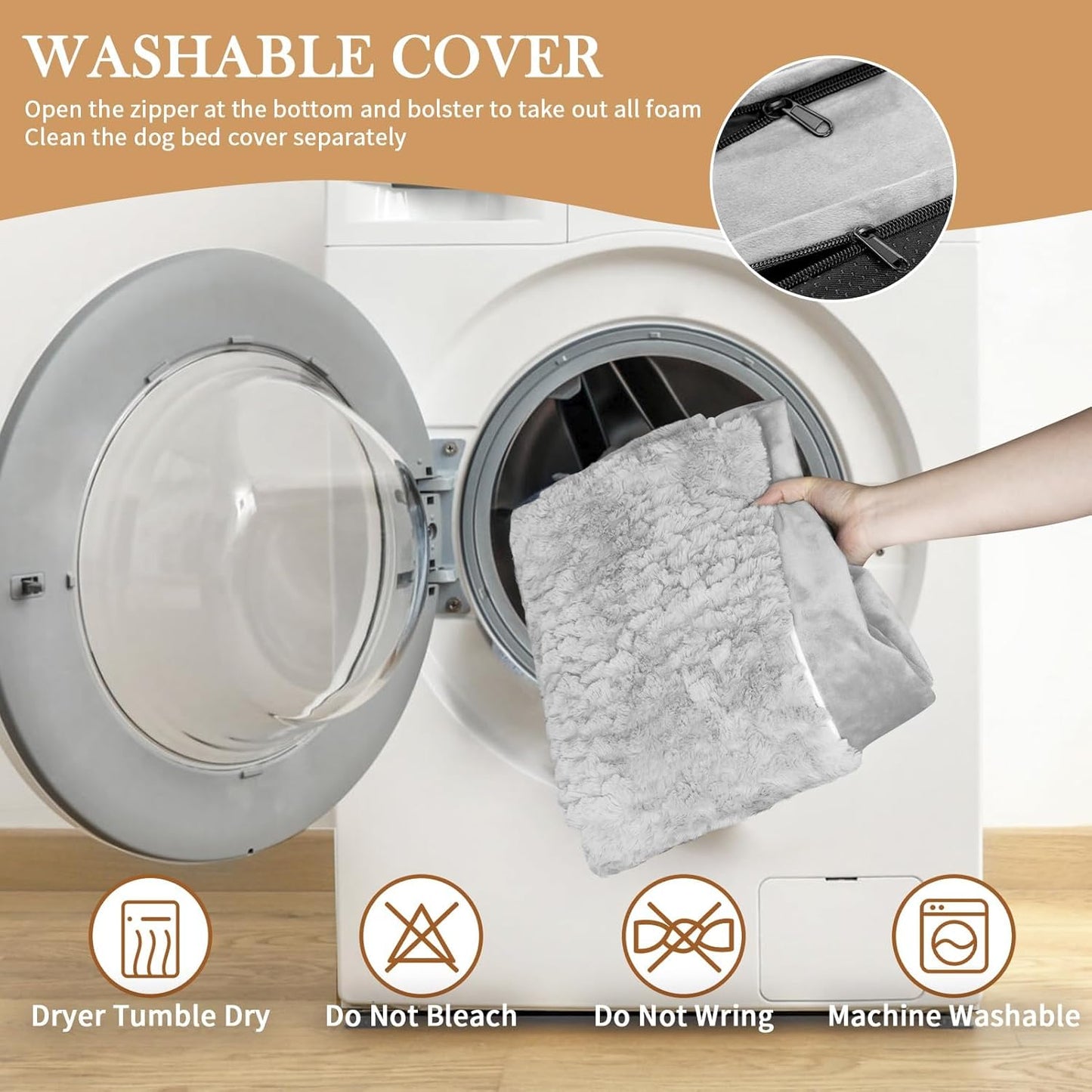 Comfort Expression Large Dog Beds Waterproof Orthopedic Foam Dog Sofa Beds Comfy Pet Bed with Washable Removable Cover & Non-Slip Bottom(Large,Grey White)