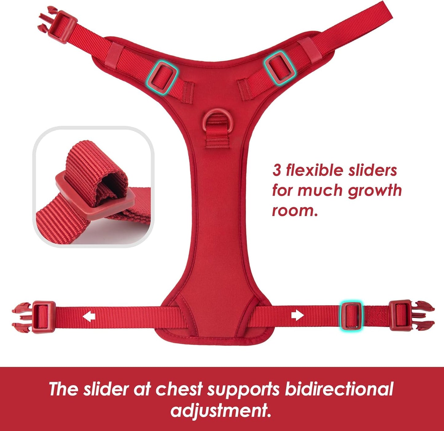 No Pull Dog Harness, Puppy Vest with Front Clip for Small Medium Large Sized Dog(Burgundy Red,XS)