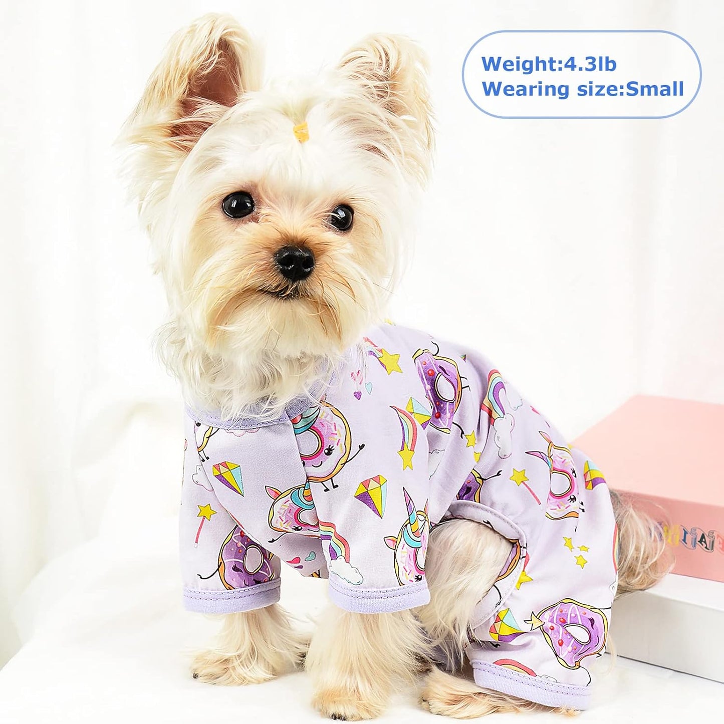 Dog Pajamas Pjs Summer Fall Dog Clothes for Small Dogs Girl - Boy - Medium Size Dogs, Soft Stretchy Puppy Clothes Doggie Onesies Cat Pet Jammies Outfit (Donut Purple, XX-Large)