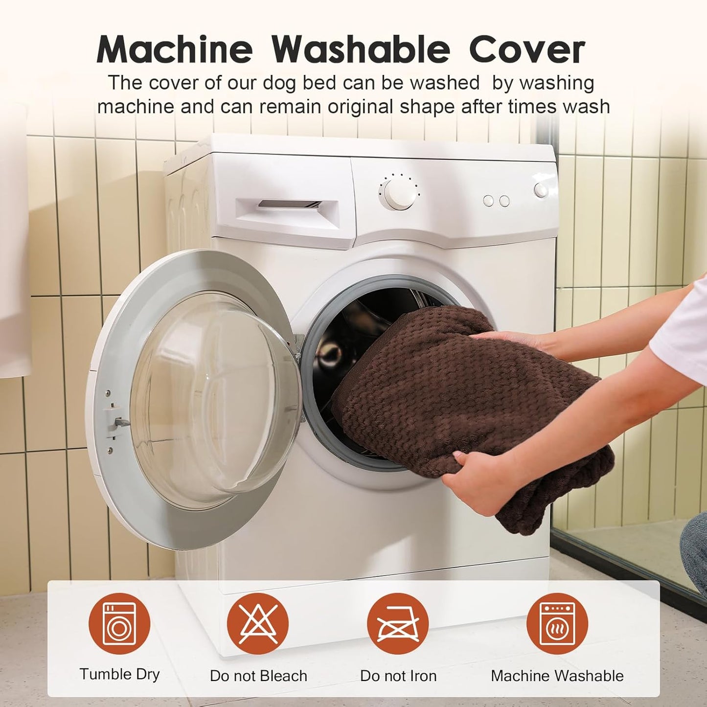 Orthopedic Dog Bed, 3 Inch Memory Foam Dog Beds for Large Dogs, Washable Removable Cover, Nonskid Bottom, Waterproof Pet Couch for Indoor, Outdoor or Car Use, 41x27 Inches XL Brown Grey