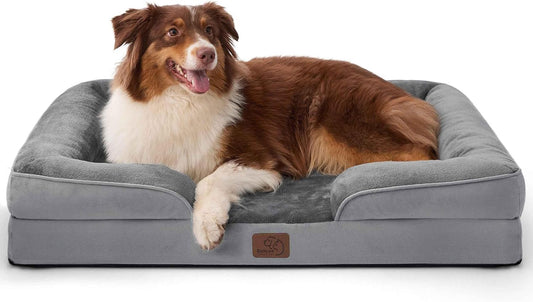 Bedsure Orthopedic Dog Beds Large Sized Dog - Washable Large Dog Cat Bed Waterproof, Comfort Dogs Couch Sofa with Washable Removable Cover, Pet Bed with Nonskid Bottom, Grey, 35"