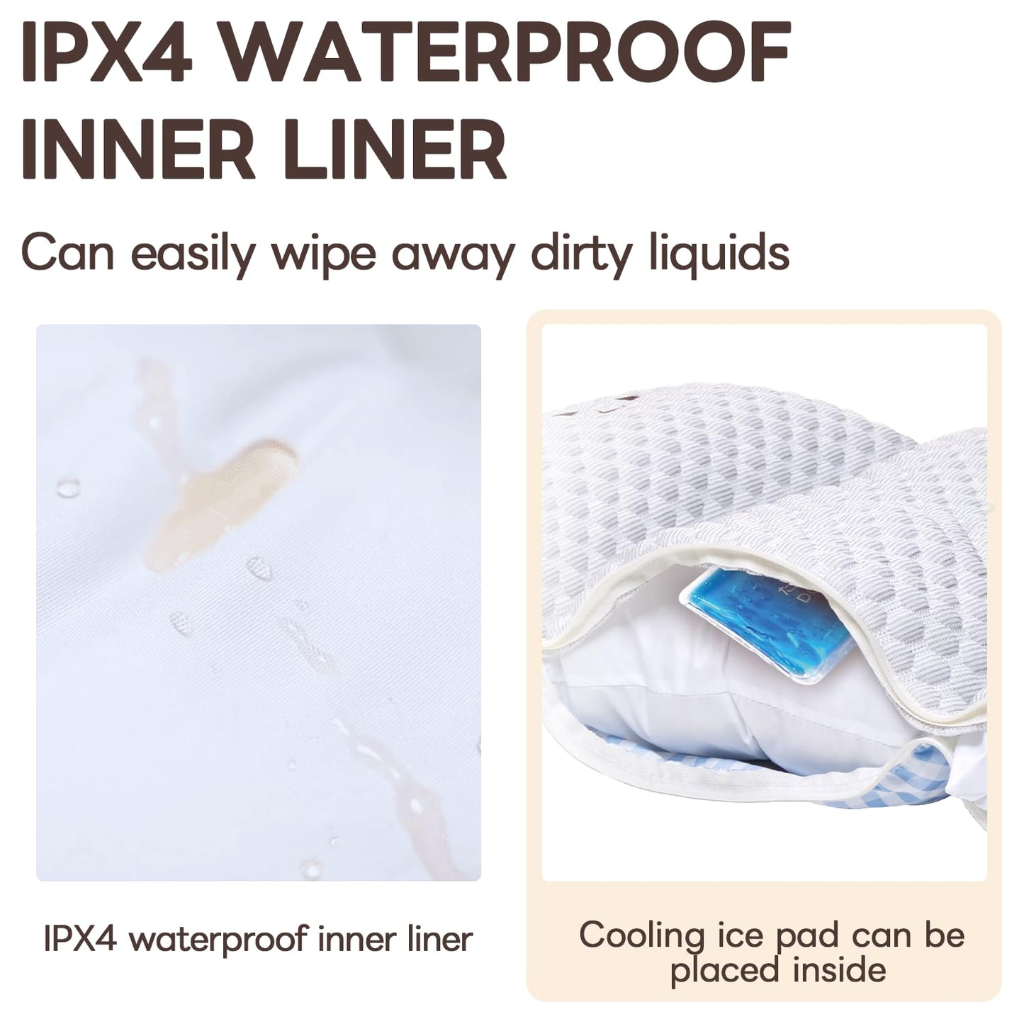 Cooling Cushion for Pets, Removable & Washable Dog Stroller Cushion, Both Side Used Pet Stroller Cushion for Dogs & Cats, Khaki