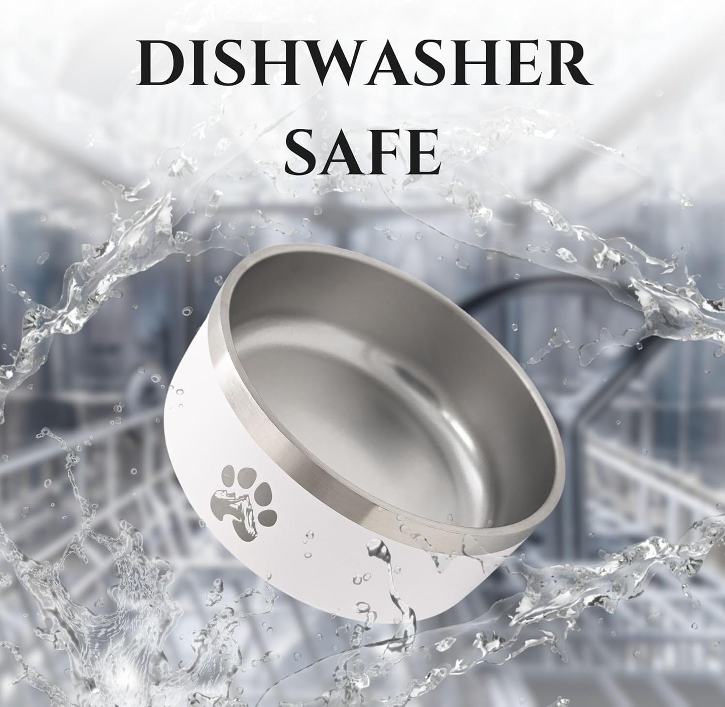 Stainless Steel Dog Bowl for Small-Large Dogs | Double Wall Insulated, Non-Slip Base Heavy Duty Water and Food Bowls for Dogs & Cats | Pet Safe BPA Free & Dishwasher Safe | 64 Oz - White