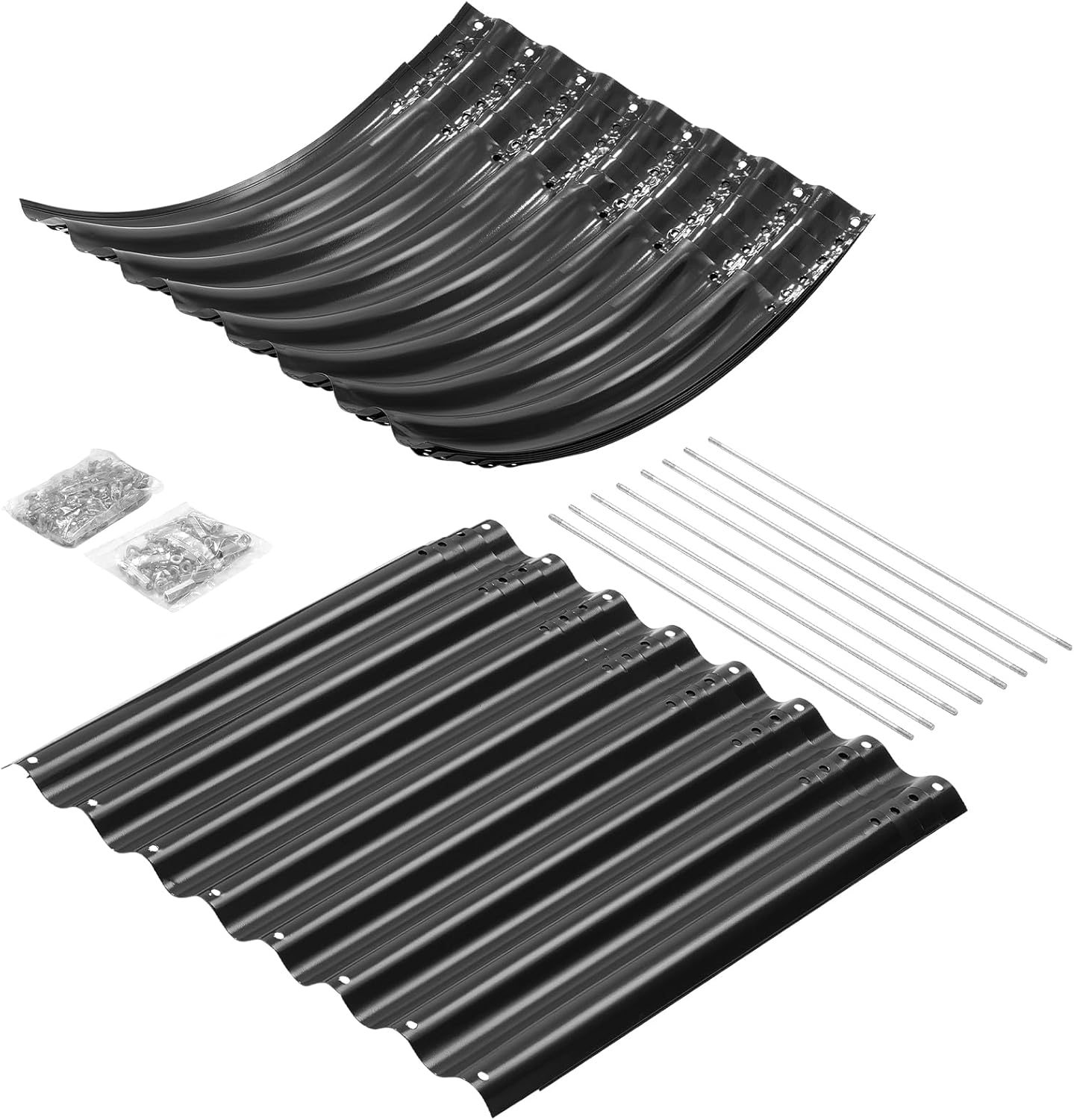 Land Guard 24“ Tall Galvanized Raised Garden Bed Kit, Galvanized Planter Garden Boxes Outdoor, Oval Large Metal Raised Garden Bed for Vegetables (Dark Gray, 4×2×2ft)