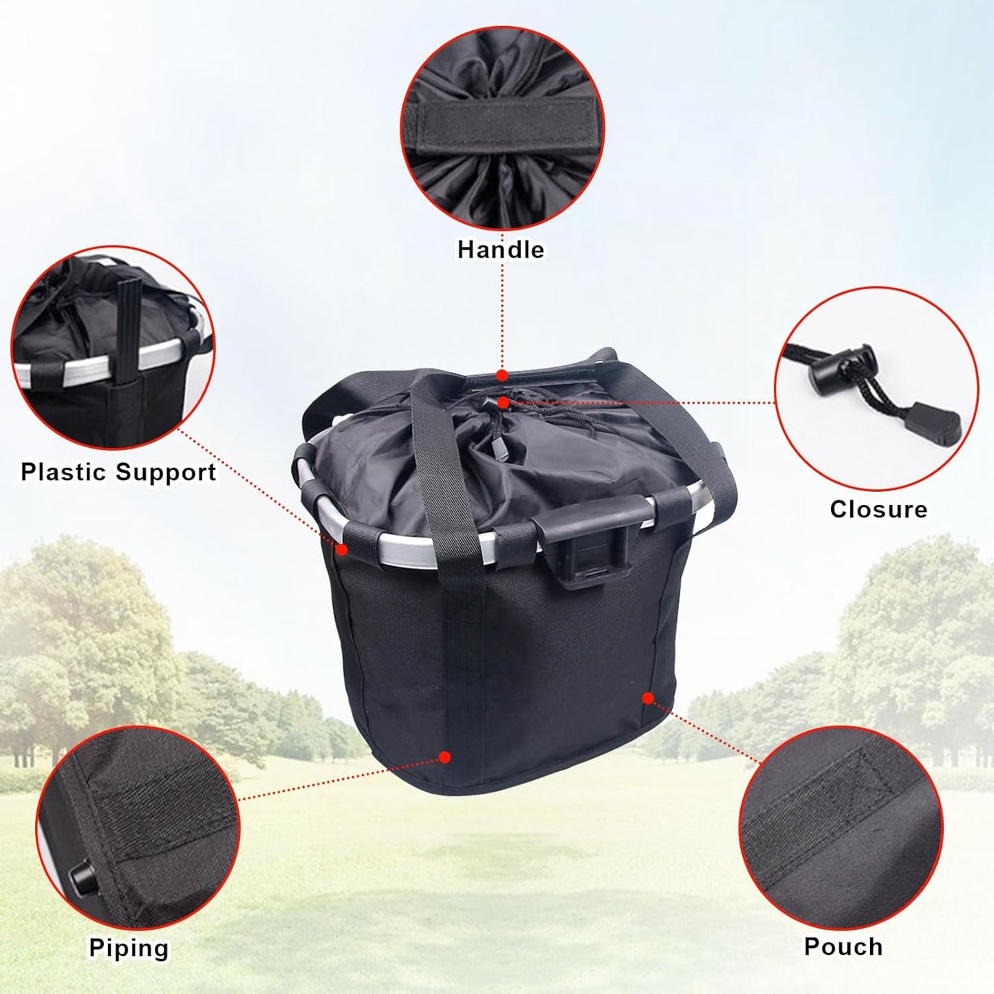 Bike Basket Front Dog Basket for Bike, Bike Baskets for Adult Bikes, Bike Bags for Bicycles, Removable Bicycle Basket, Folding Small Pet Bag for Shopping Camping Cycling