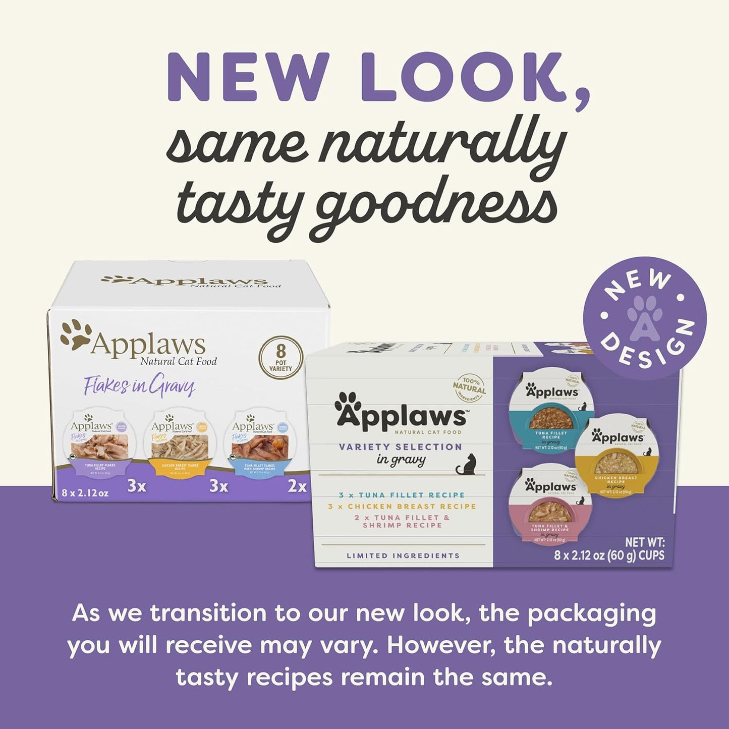 Applaws Natural Wet Cat Food, Limited Ingredient, Grain-Free, Protein with No Artificial Additives, Variety Pack in Gravy (8X 2.12 oz Easy-Open Cups)