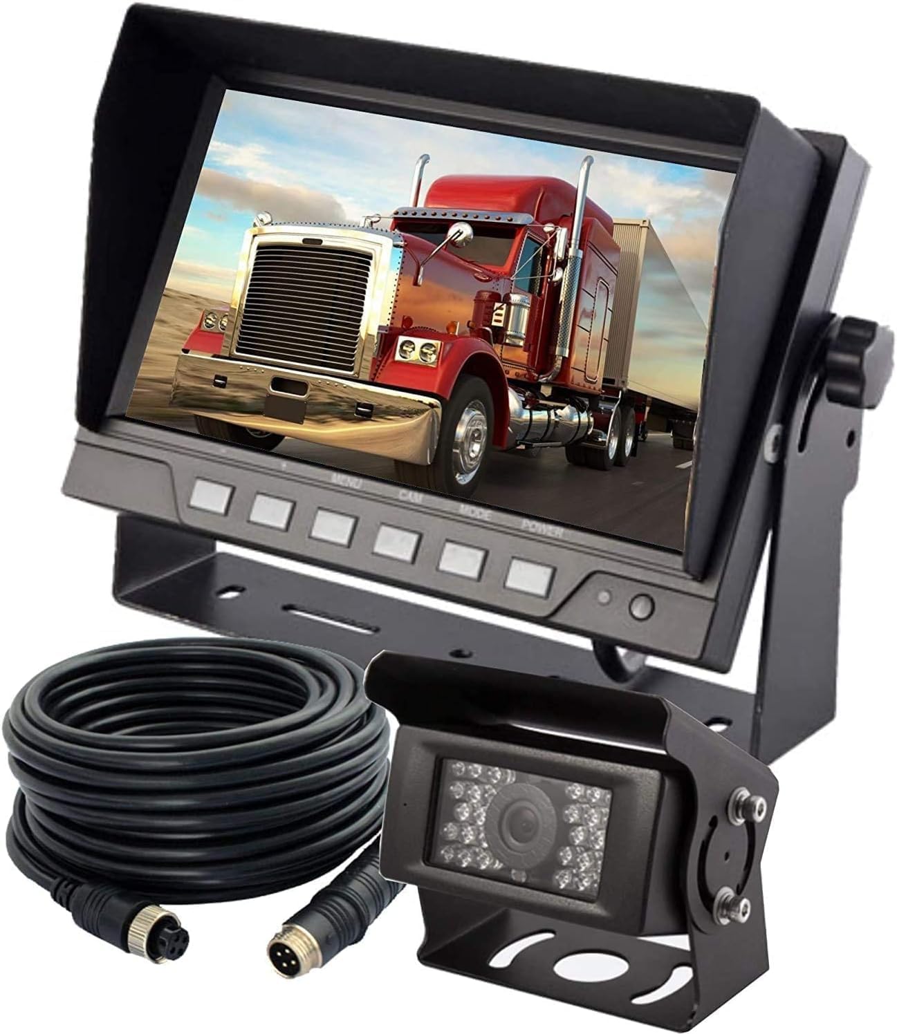 AHD 1080P 7" Wired Reverse Rear View Backup Camera System,Guide line,IP69K Waterproof IR Night Vision Camera, for Tractor/Truck/RV/Excavator/Caravan/Skid Steer/Heavy Equipment