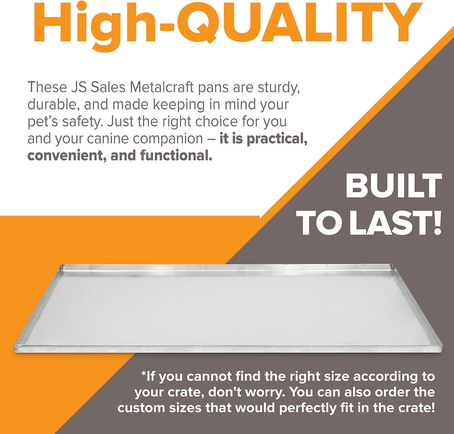 23.5" x 16.5" Metal Replacement Dog Crate Pan Chew Proof Crack Proof Pet Kennel Tray Central Dog Training Crate Pan Pet Supplies, Stainless Steel, 1" H