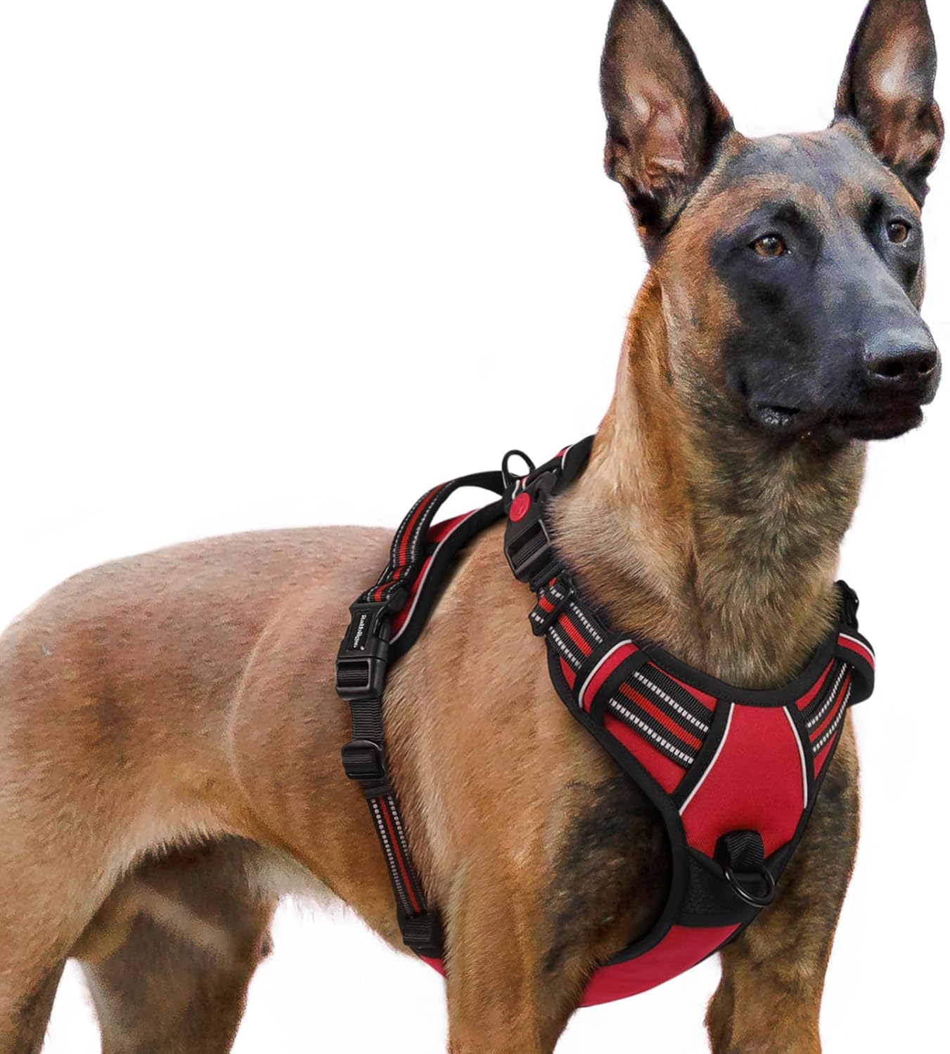 rabbitgoo Dog Harness for Large, No Pull Pet Harness with 3 Buckles, Adjustable Soft Padded Vest with Control Handle, Walking Reflective Pet Vest for Extra Large Dogs, Red, XL