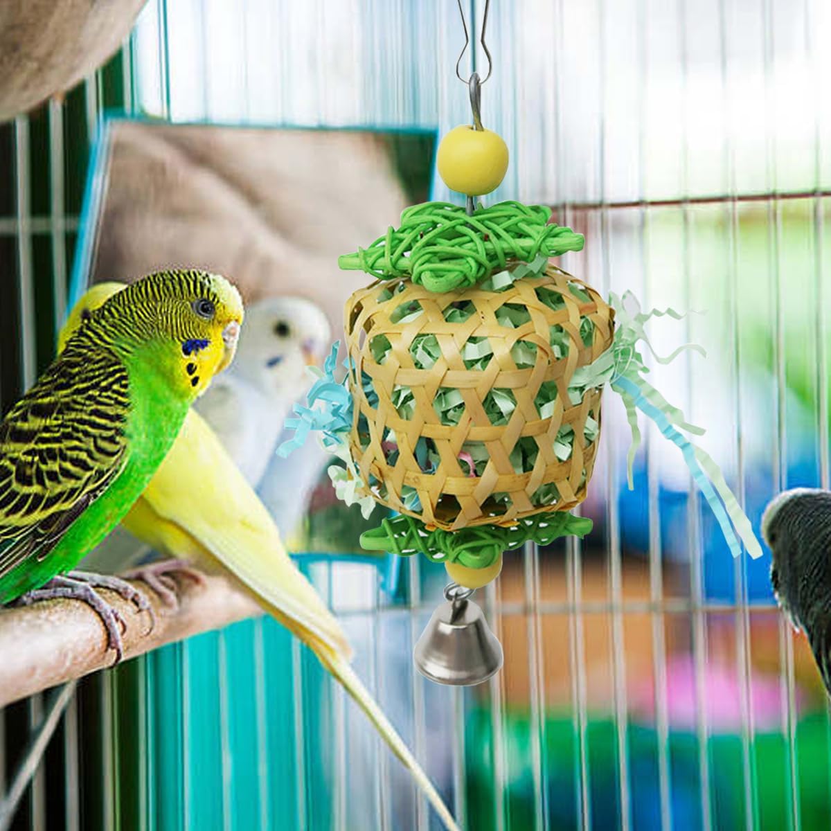 Bird Toys for Conures Parakeet, Birds Cage Accessories, Bird Shredding Foraging Toys for Cage
