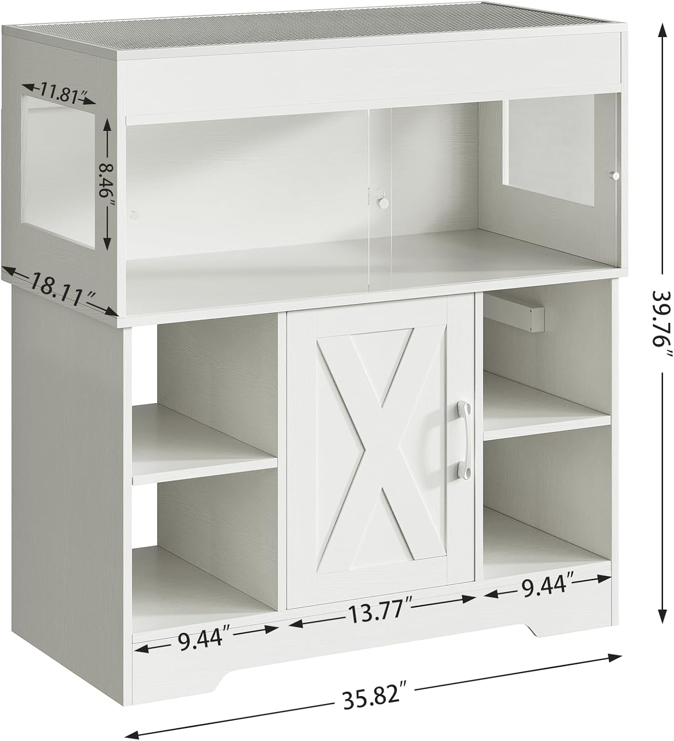 40 Gallon Reptile Terrarium Tank with Storage Cabinet, Reptile Tank with Stand, for Leopard Geckos, Corn Snakes, Juvenile Pets, Sliding Acrylic Doors, Mesh Top, Power Outlet, White PX03RTW