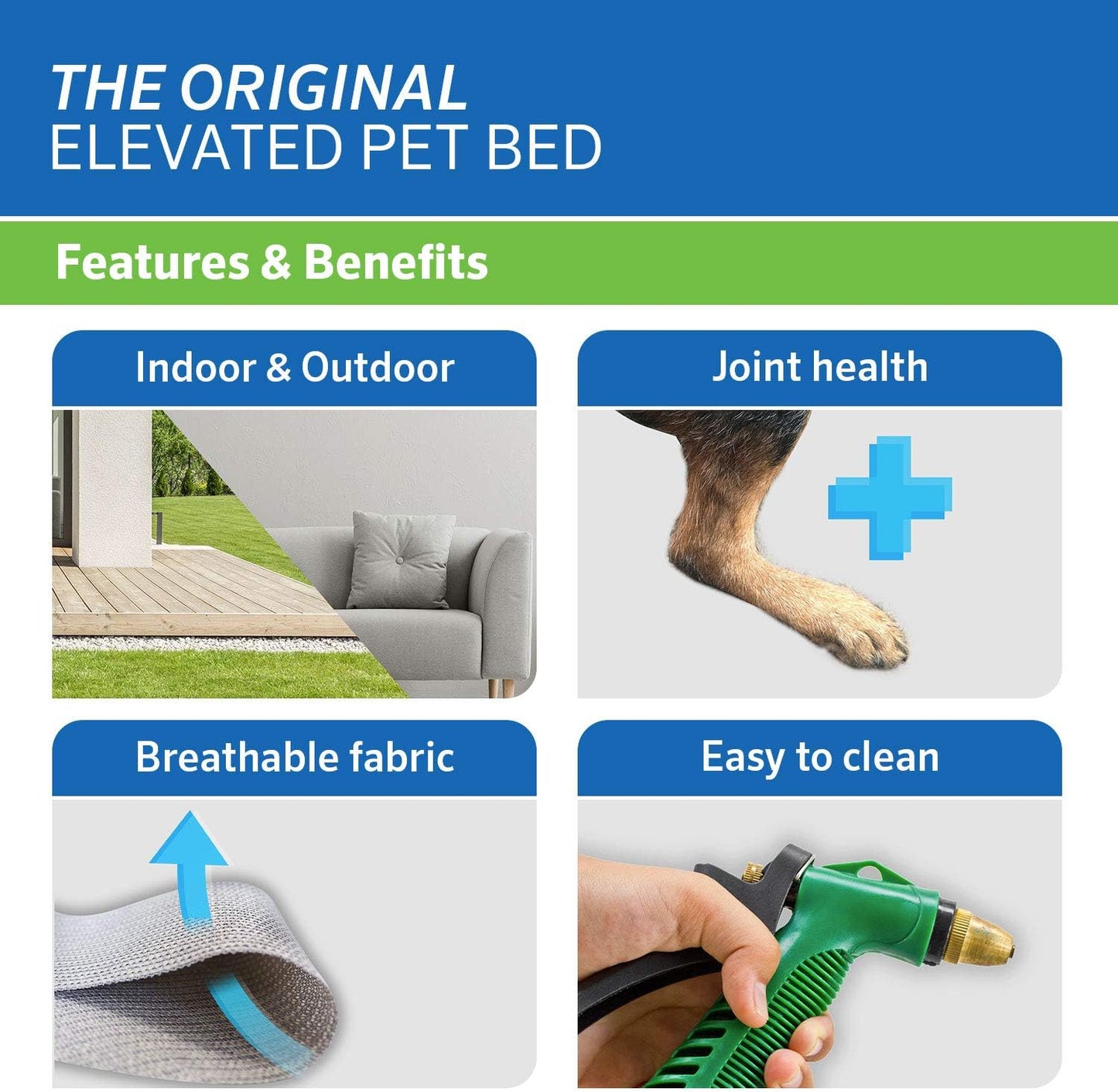 Coolaroo Original Elevated Dog Bed - Breathable Off-The-Ground Pet Bed with Cooling Fabric, Joint Relief & Moisture-Resistant Fabric, 100% Recyclable, Easy Clean, Gunmetal, Medium