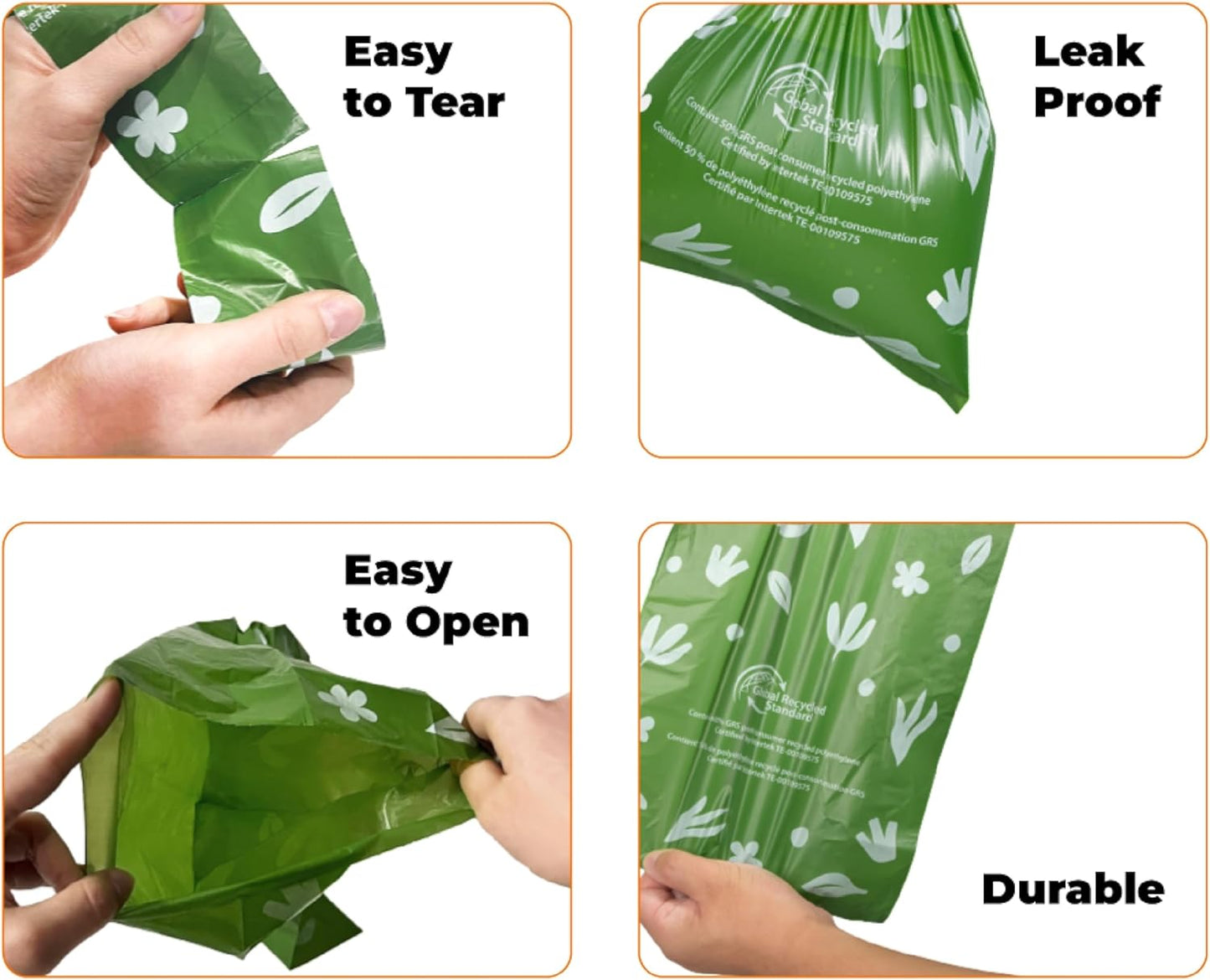 Best Pet Supplies Poop Bags for Dogs, 50% Post-Consumer Recycled Content dog waste bags on rolls, fits all poop bag holders for leashes - 150 Count, Green, Unscented