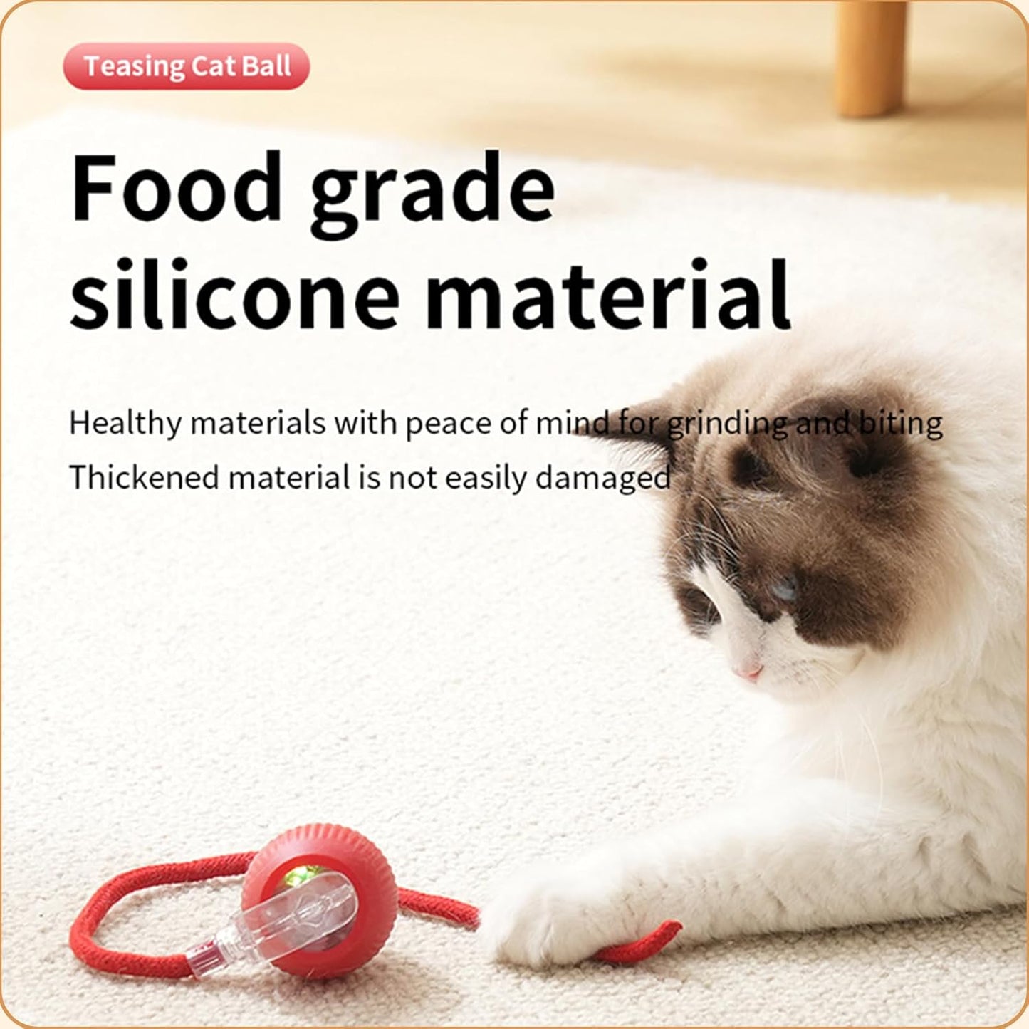 Cat Toys Hanging Door Electric and Moving Ball, Cats Toy Interactive for Indoor for Bored Feather Toys Kitten Rechargeable Door Hanging Automatic Retractable String（White）