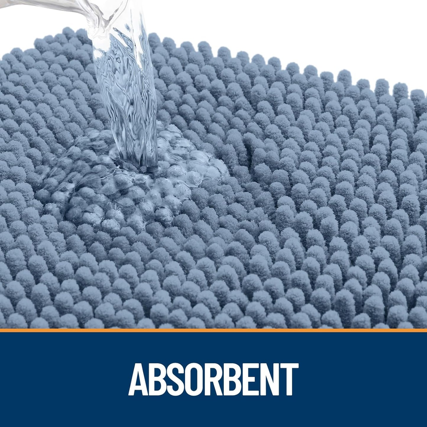 OLANLY Dog Door Mat for Muddy Paws 59x20, Absorbs Moisture and Dirt, Absorbent Non-Slip Washable Doormat, Quick Dry Chenille Mud Mat for Dogs, Entry Indoor Entryway Carpet for Inside Floor, Airy Blue