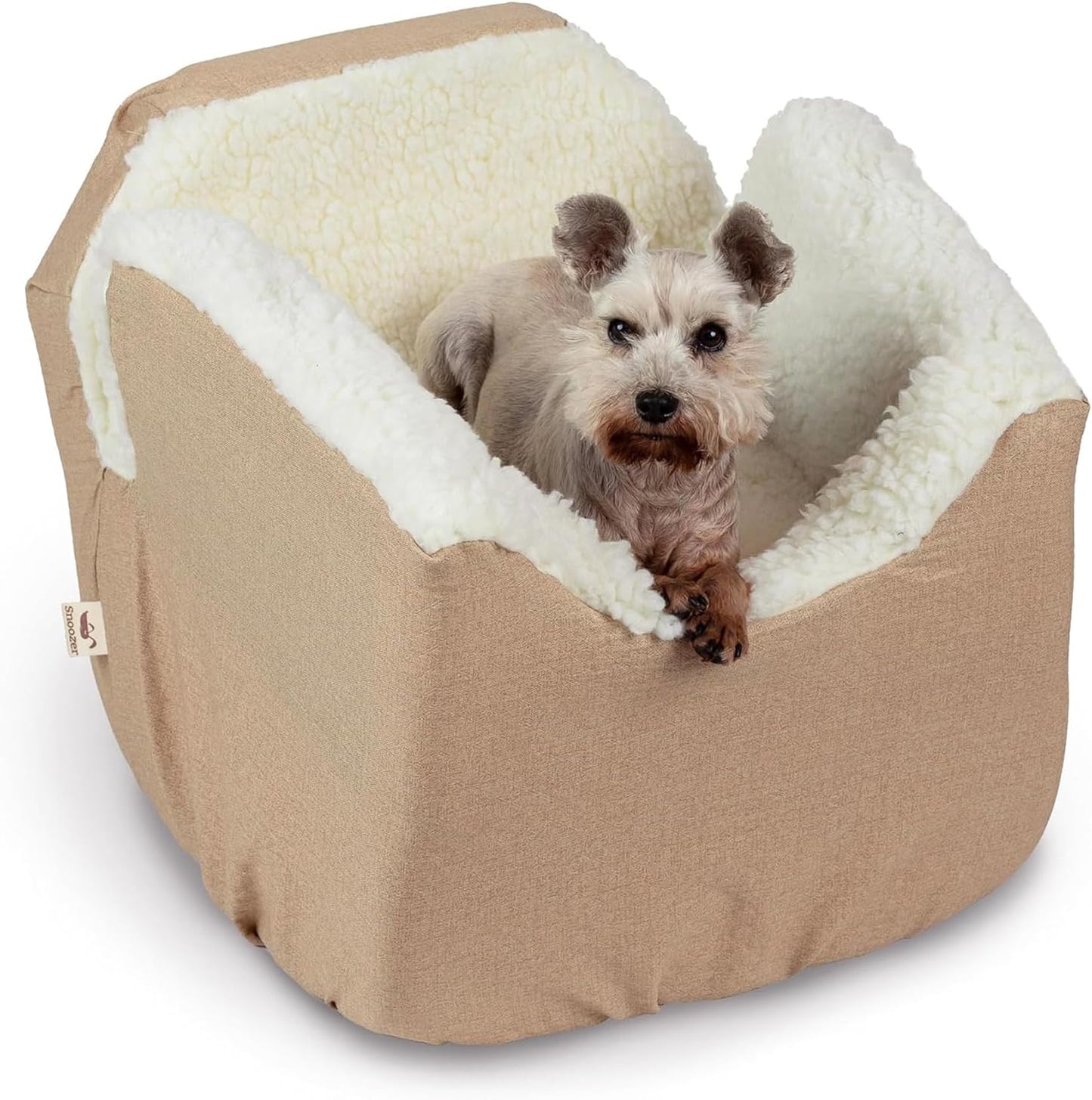 Snoozer Lookout I Dog Car Seat - Dog Car Seats for Small Dogs, Puppy Booster Bed for Small Sized Pets up to 18 Lbs, Elevated, Washable - Size S, Birch Diamond