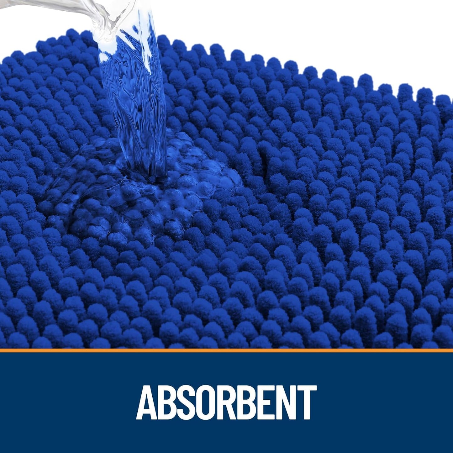 OLANLY Dog Door Mat for Muddy Paws 47x32, Absorbs Moisture and Dirt, Absorbent Non-Slip Washable Doormat, Quick Dry Chenille Mud Mat for Dogs, Entry Indoor Entryway Carpet for Inside Floor, Royal Blue