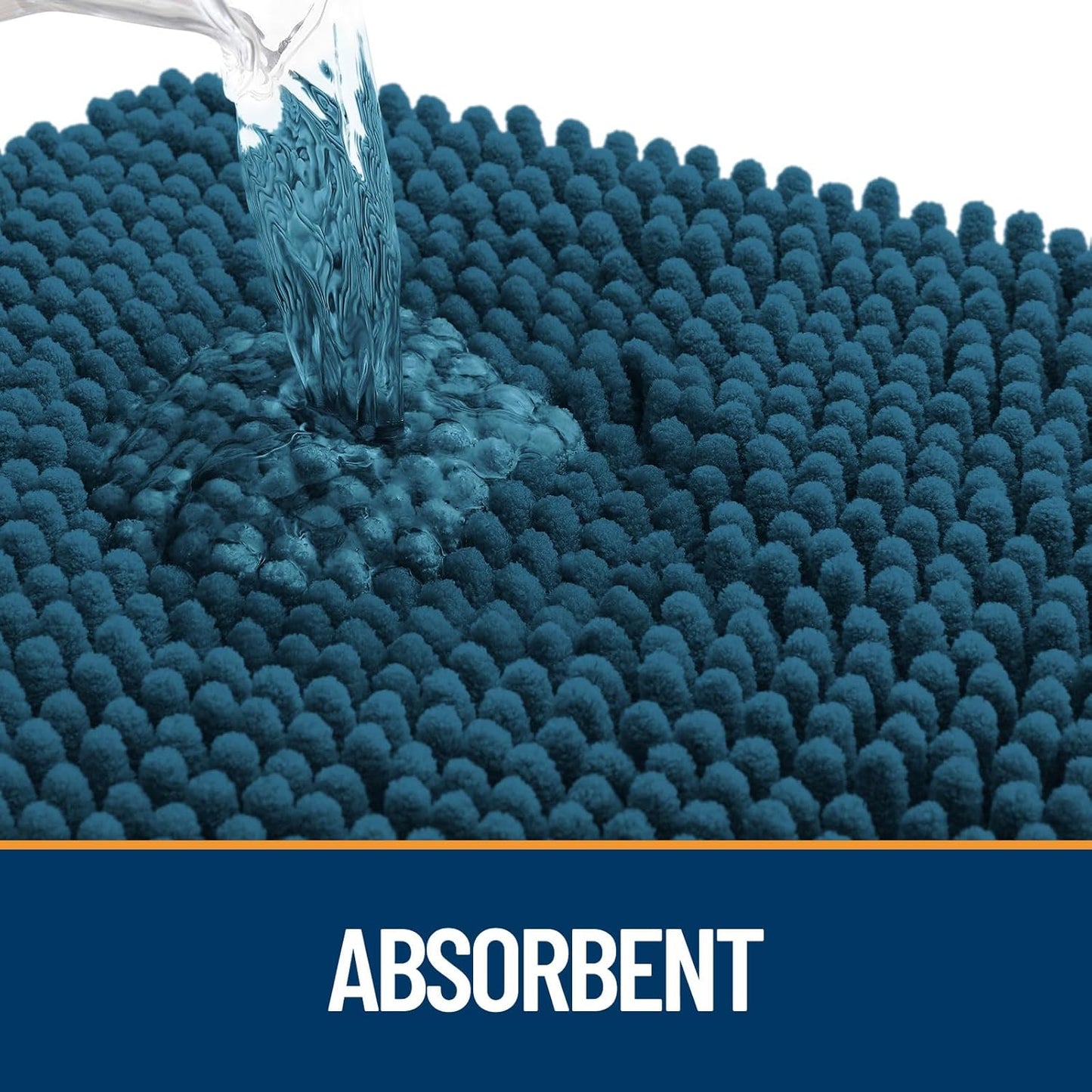 OLANLY Dog Door Mat for Muddy Paws 36x24, Absorbs Moisture and Dirt, Absorbent Non-Slip Washable Doormat, Quick Dry Chenille Mud Mat, Entry Indoor Entryway Carpet for Inside Floor, Atlantic Blue