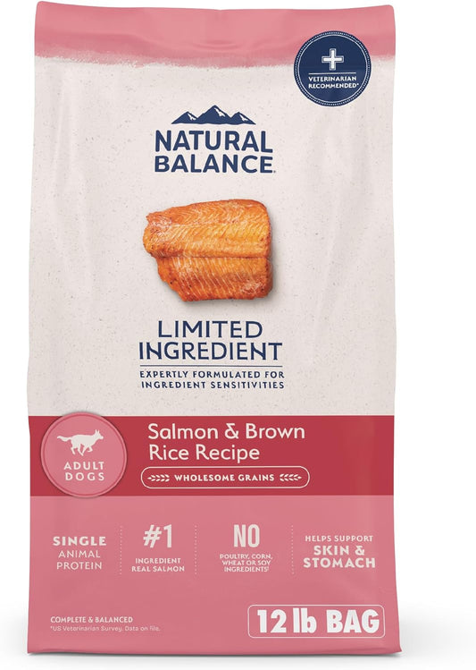 Natural Balance Limited Ingredient Adult Dry Dog Food with Healthy Grains, Salmon & Brown Rice Recipe, 12 Pound (Pack of 1)
