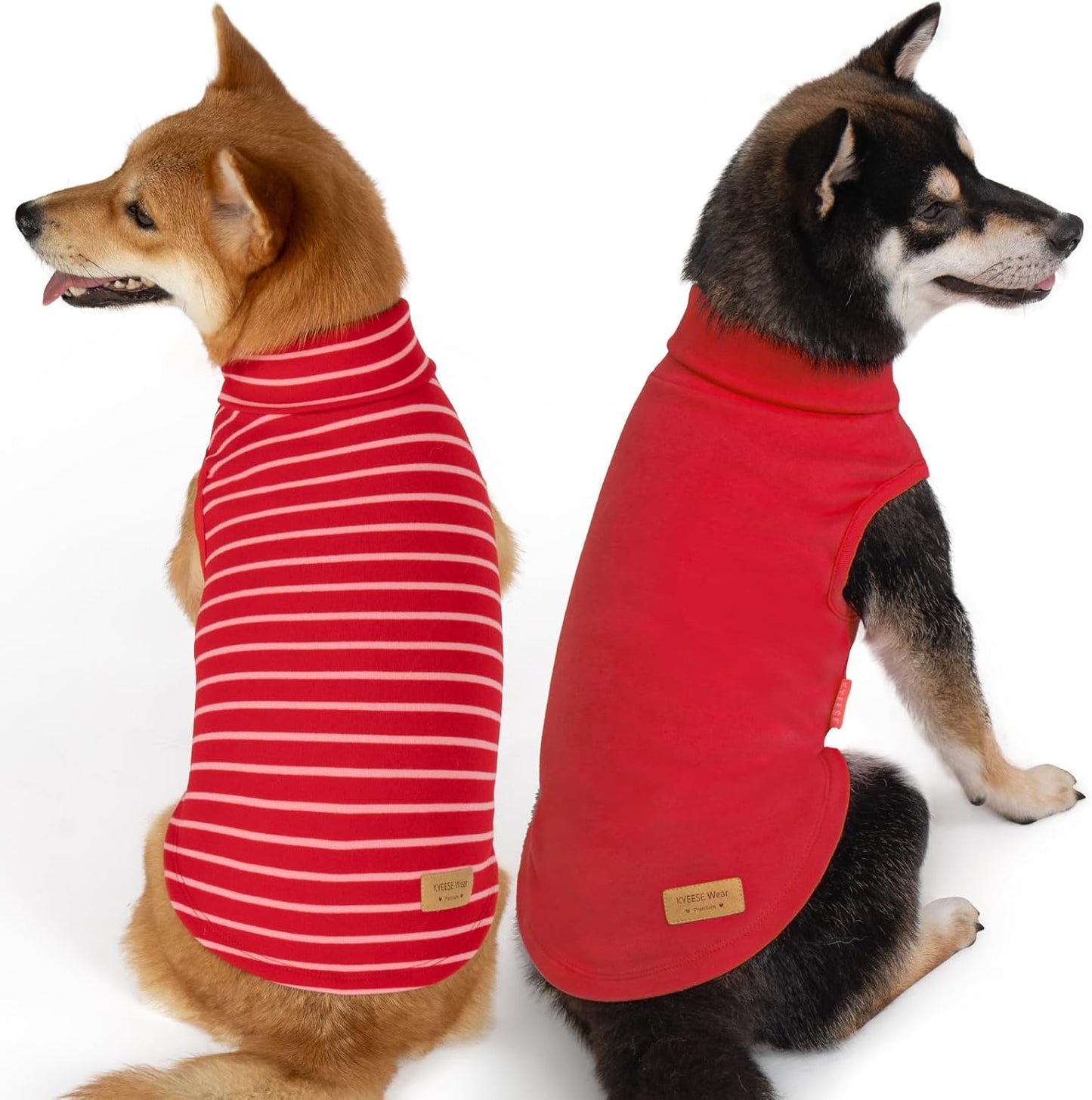 KYEESE 2Pack Dog Sweater Warm Lightweight Dogs Clothes Stretchy Dog Outfit for Small Dogs Boy Girl Soft Pets Fleece Sweater Turtleneck Pet Coat Comfy Sleeveless Doggie Sweatshi Red,XL