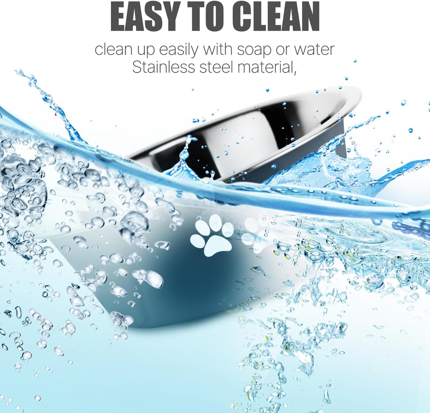 Stainless Steel Dog Bowls, Nonslip Rubber Bottom No Spill Proof Skid Metal Insulated Dog Bowls for Large Medium Small Breed Dogs (Grey, 6.6 Cups/53 OZ)