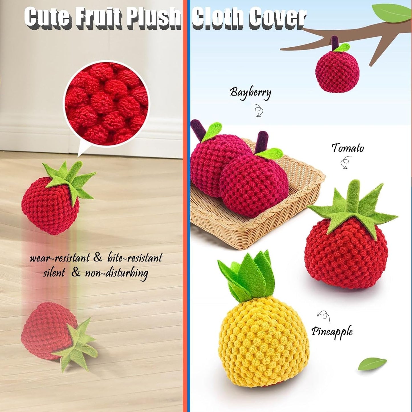 Zoomie Buddy 2.0, Zoomie Buddy for Dogs, 2 in 1 Smart Touch Interactive Dog Balls ＆ Pet Feeder, 2.83" Diameter, Suitable for Small/Medium Dogs, with Fruit Plush Cover (Blue, Only)