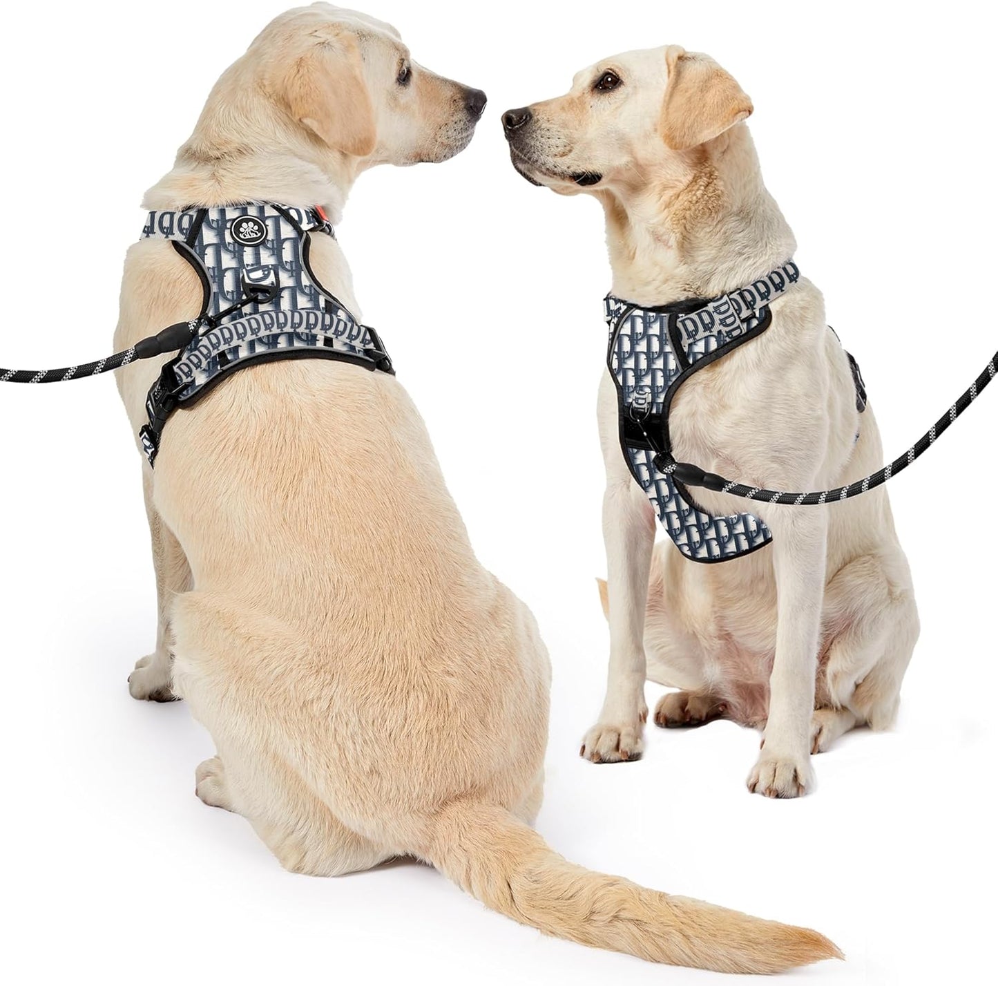 NESTROAD No Pull Dog Harness,Adjustable Oxford Dog Vest Harness with Leash,Reflective No-Choke Pet Harness with Easy Control Soft Handle for Large Dogs(X-Large,Vintage Blue)