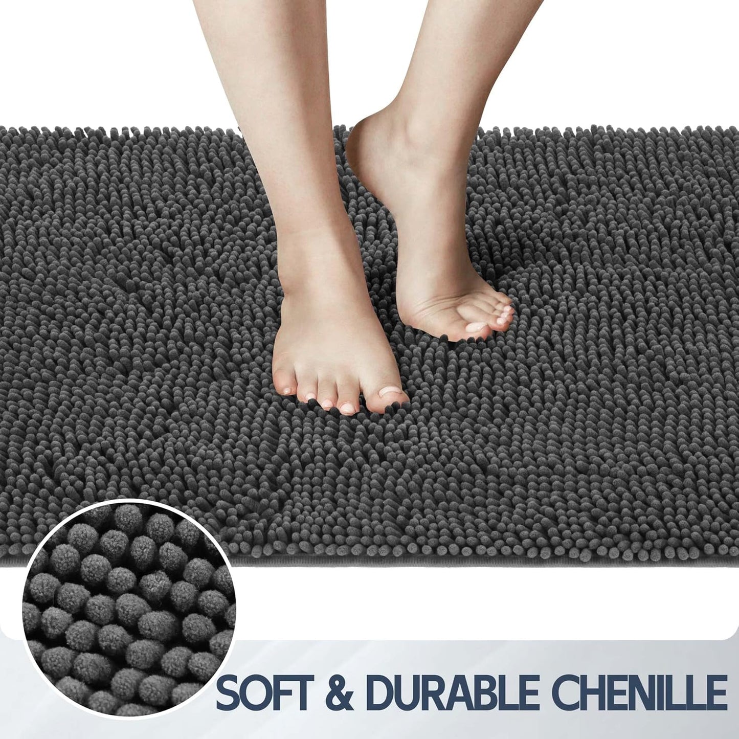 Dog Door Mat for Muddy Paws, 72" x 24" Chenille Absorbent Front Door Mat Inside, Large Runner Mud Mat for Dogs, Machine Washable Non Slip Outdoor Indoor Entrance Doormats, Grey
