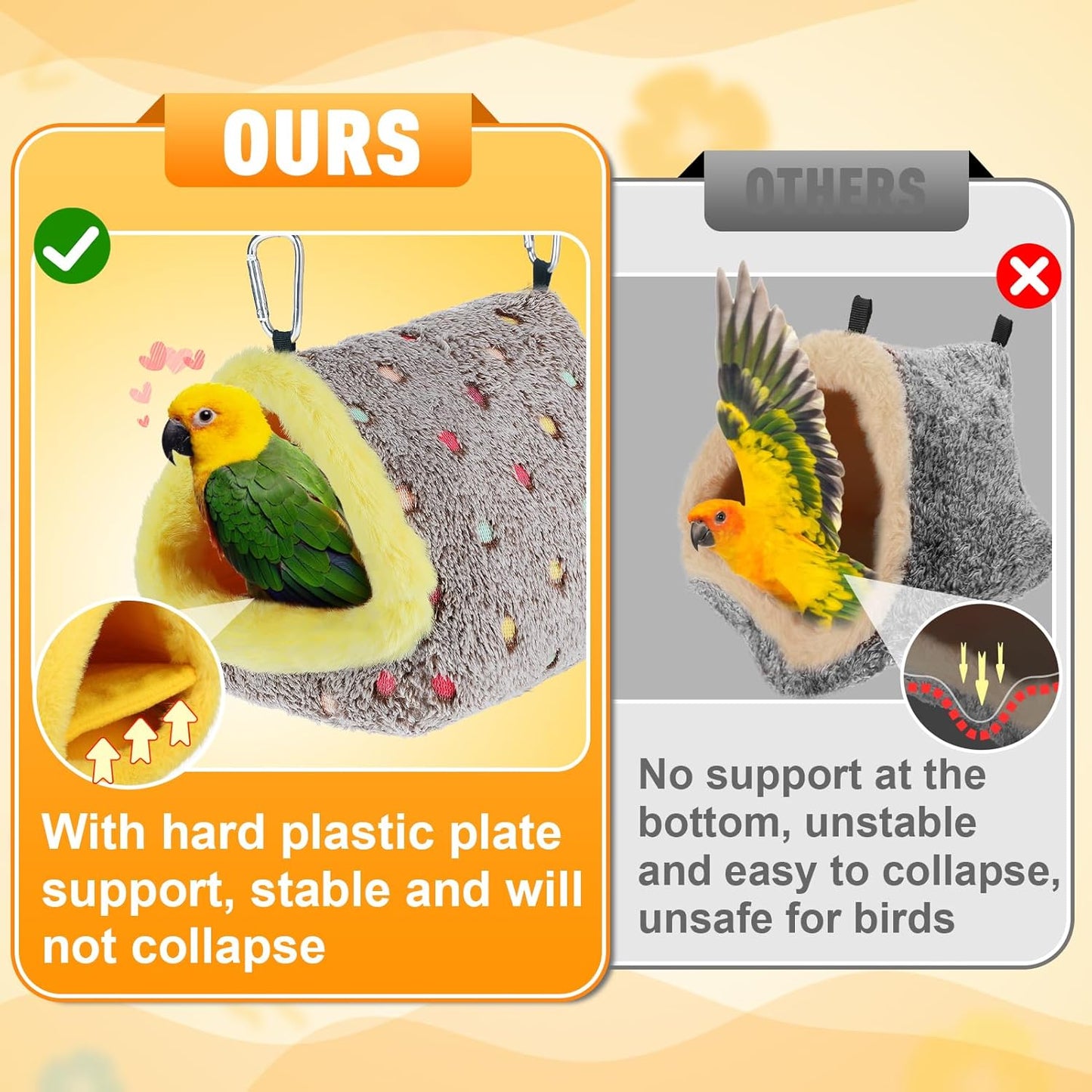 MEWTOGO Medium Warm Bird Nest House - Cozy Bird Bed for Cage with Mat, Hanging Hammock Shed Hideaway Hut for Budgerigar Monk Parakeet Rose-Ringed Parakeet Plain Parakeet Sun Conure Cockatiel