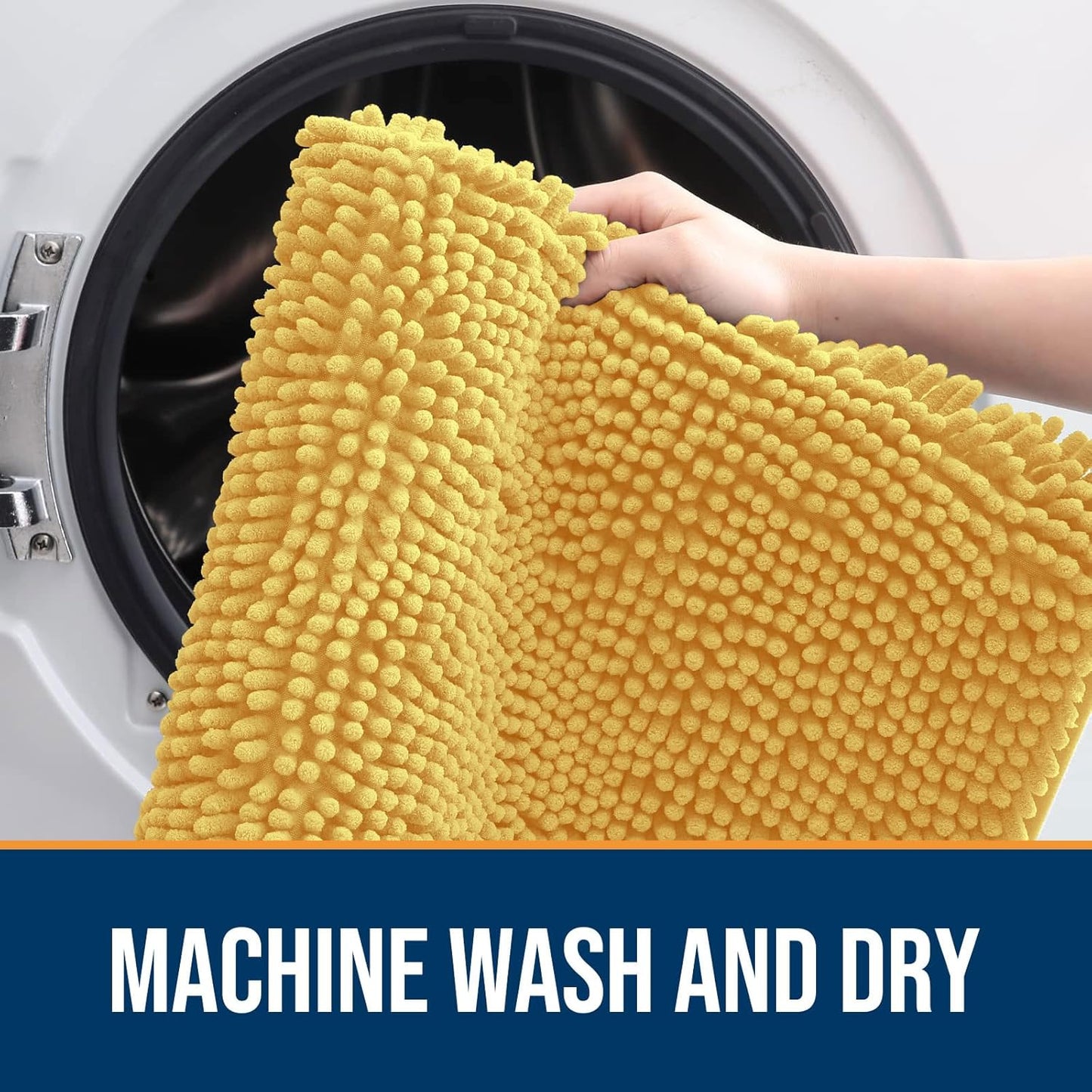 OLANLY Dog Door Mat for Muddy Paws 24x16, Absorbs Moisture and Dirt, Absorbent Non-Slip Washable Doormat, Quick Dry Chenille Mud Mat for Dogs, Entry Indoor Entryway Carpet for Inside Floor, Yellow