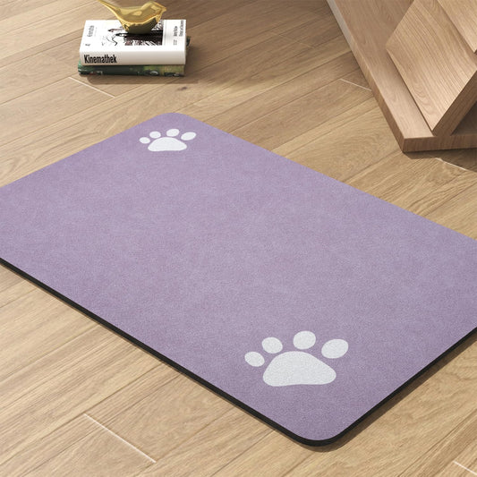 Pet Feeding Mat-Absorbent Dog Mat for Food and Water Bowl-No Stains Quick Dry Water Dispenser Mat-Dog Accessories Pet Supplies-Bowl for Messy Drinkers（Purple,17"x34"