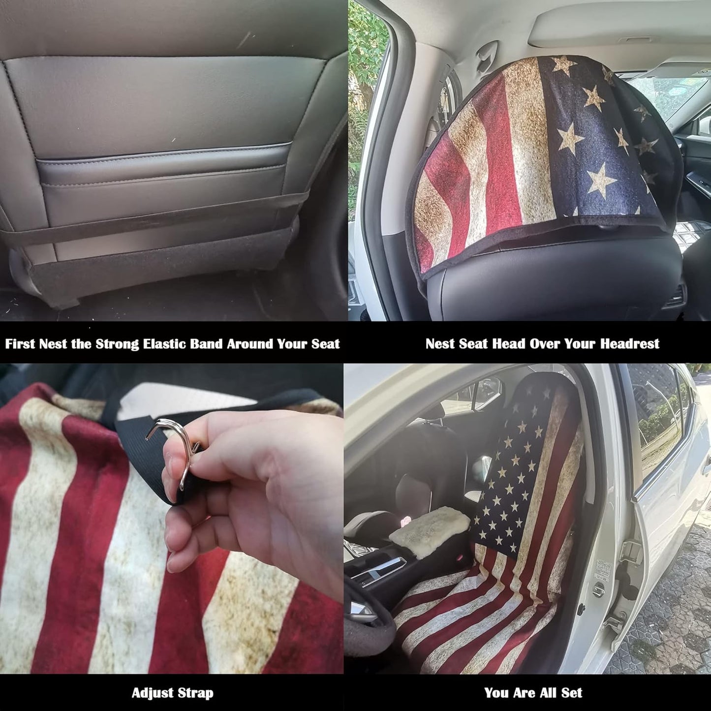 Car Seat Cover Protector Front Seats,for Gym Workout,Running,Swimming,Beach and Hiking,Waterproof Sweat Towel Bucket Seat Covers for Cars SUV Trucks (American Flag, 2Pcs)