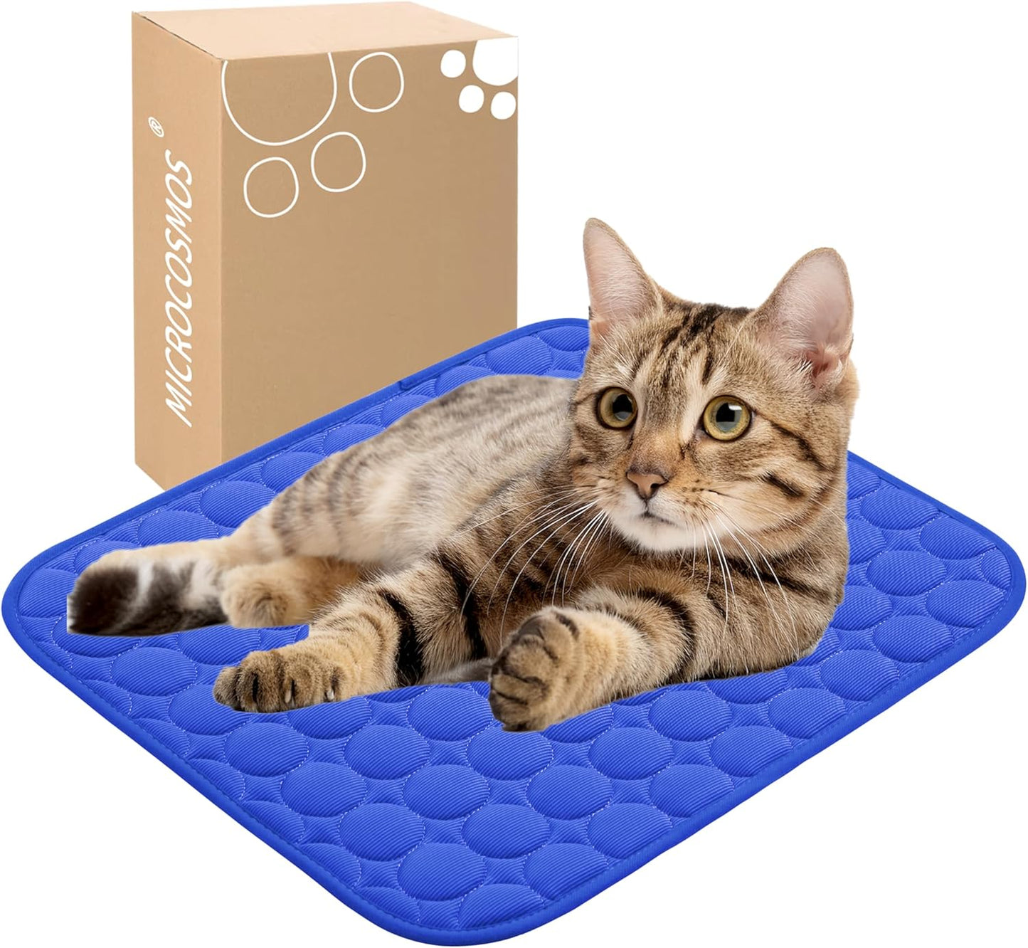 MICROCOSMOS Summer Cooling Mat & Sleeping Pad- Water Absorption Top, Materials Safe, Easy Carry, EZ Clean. Keep Cooling for Pets, Kids and Adults.(Dark Blue, 19" x 15")