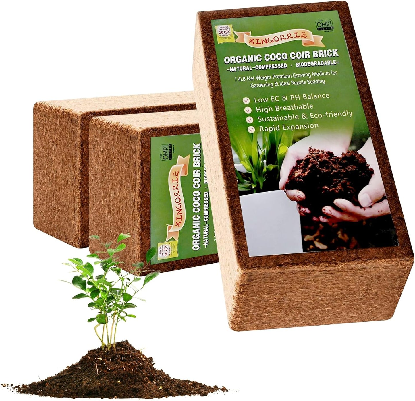 Coco Coir Brick for Plants- 5 Pack,1.4lbs 100% Organic Coconut Coir Soil Neutral pH, for Plant Growth and Root Developmentfor Growing Vegetables & Ideal Reptile Bedding (5)