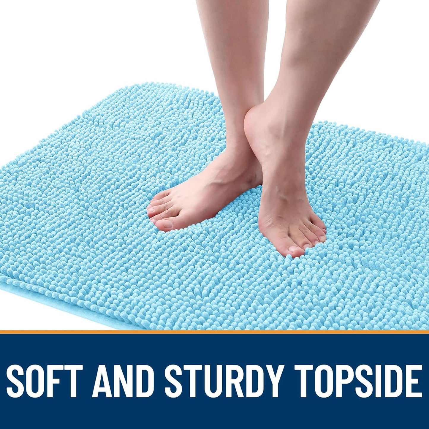 OLANLY Dog Door Mat for Muddy Paws 44x24, Absorbs Moisture and Dirt, Absorbent Non-Slip Washable Doormat, Quick Dry Chenille Mud Mat for Dogs, Entry Indoor Entryway Carpet for Inside Floor, Blue