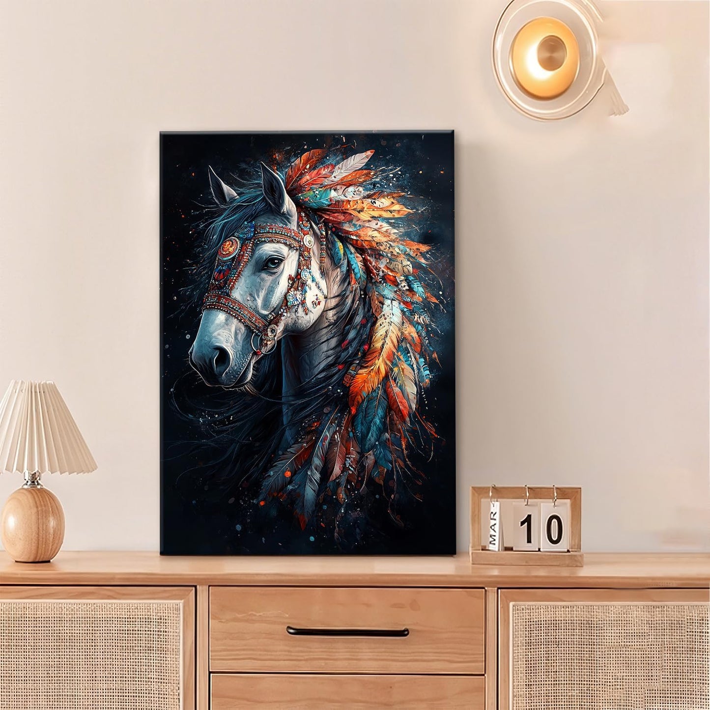 Horse Pictures Wall Art, Horse Animal Bathroom Wall Decor, Aesthetics Modern Framed Painting Elegant Canvas Artwork for Bathroom Bedroom Living Room Decorations 24"L x 16"W