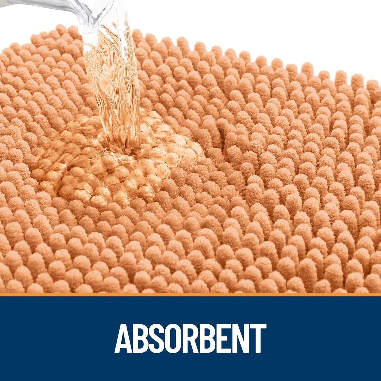 OLANLY Dog Door Mat for Muddy Paws 44x24, Absorbs Moisture and Dirt, Absorbent Non-Slip Washable Doormat, Quick Dry Chenille Mud Mat for Dogs, Entry Indoor Entryway Carpet for Inside Floor, Orange